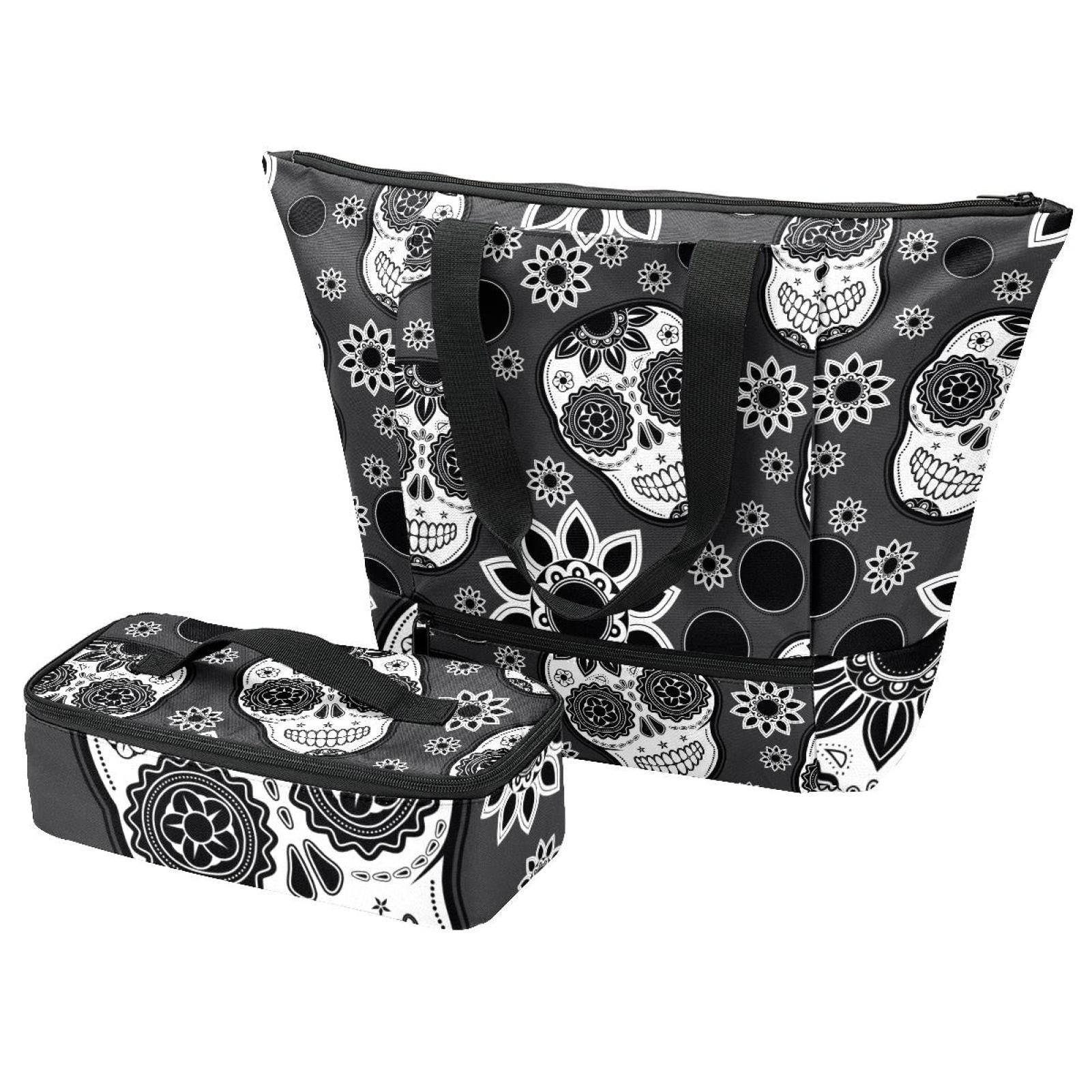 Sac fourre-tout chat noir et boîte à déjeuner avec sacs isolants pour pique-nique