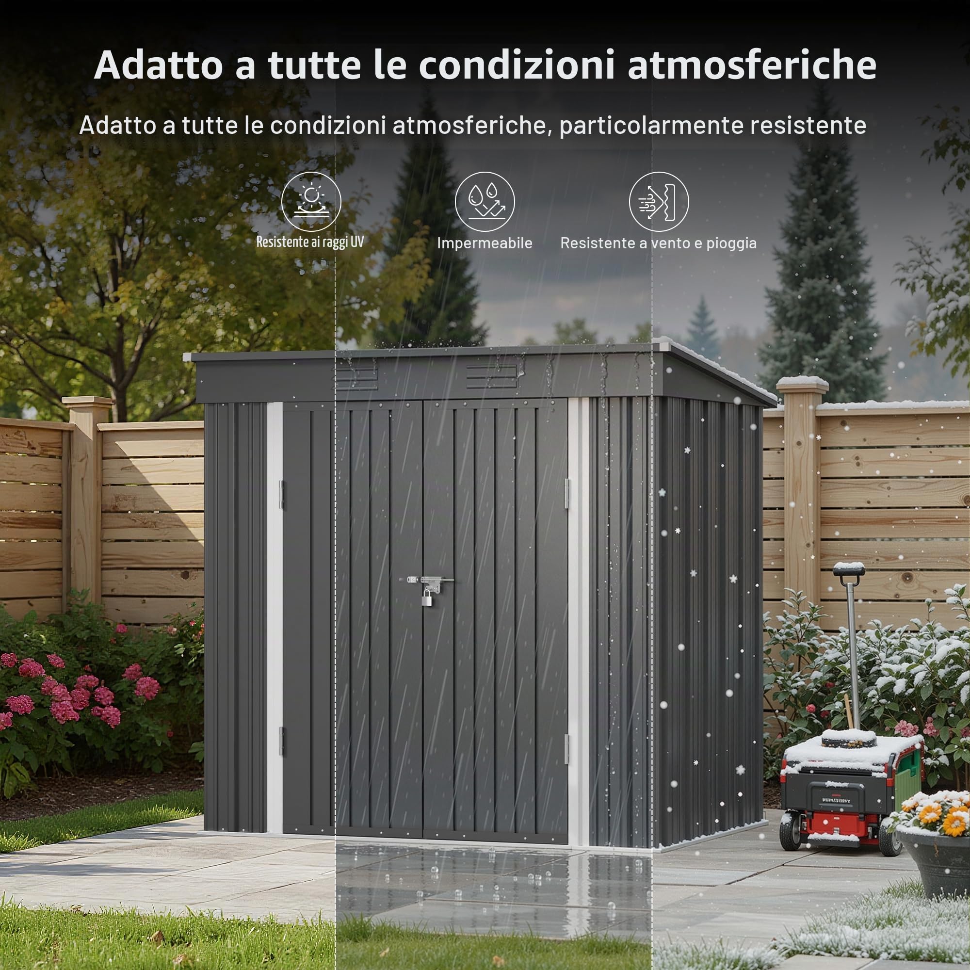Capanno da Giardino in Acciaio Zincato 195x131x181 cm Marrone (Grigio)