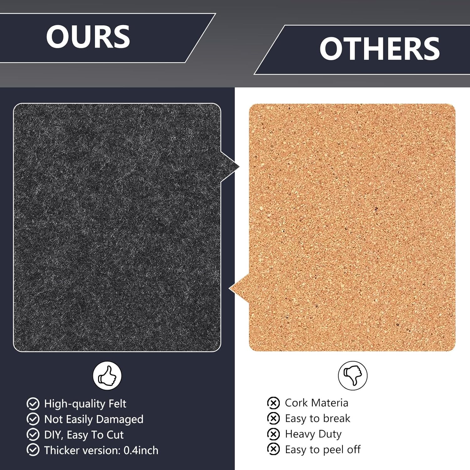 8 Packs Navy Blue Hexagon Felt Pin Board, 12" Bulletin Board with 30 Push Pins, Felt Board for Home Kitchen Office Decor, Self-Adhesive Corkboard Tiles for Walls School Message Photos Memos