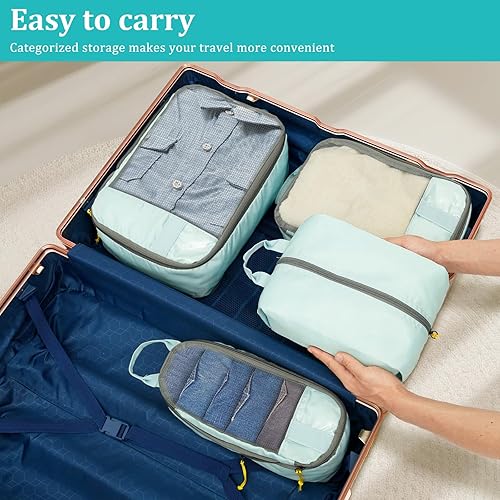 Miniatura 7 de 4 cubos de equipaje para viajes, organizador de equipaje, 4 tamaños (extra grande, grande, mediano, pequeño), organizadores de equipaje de equipaje