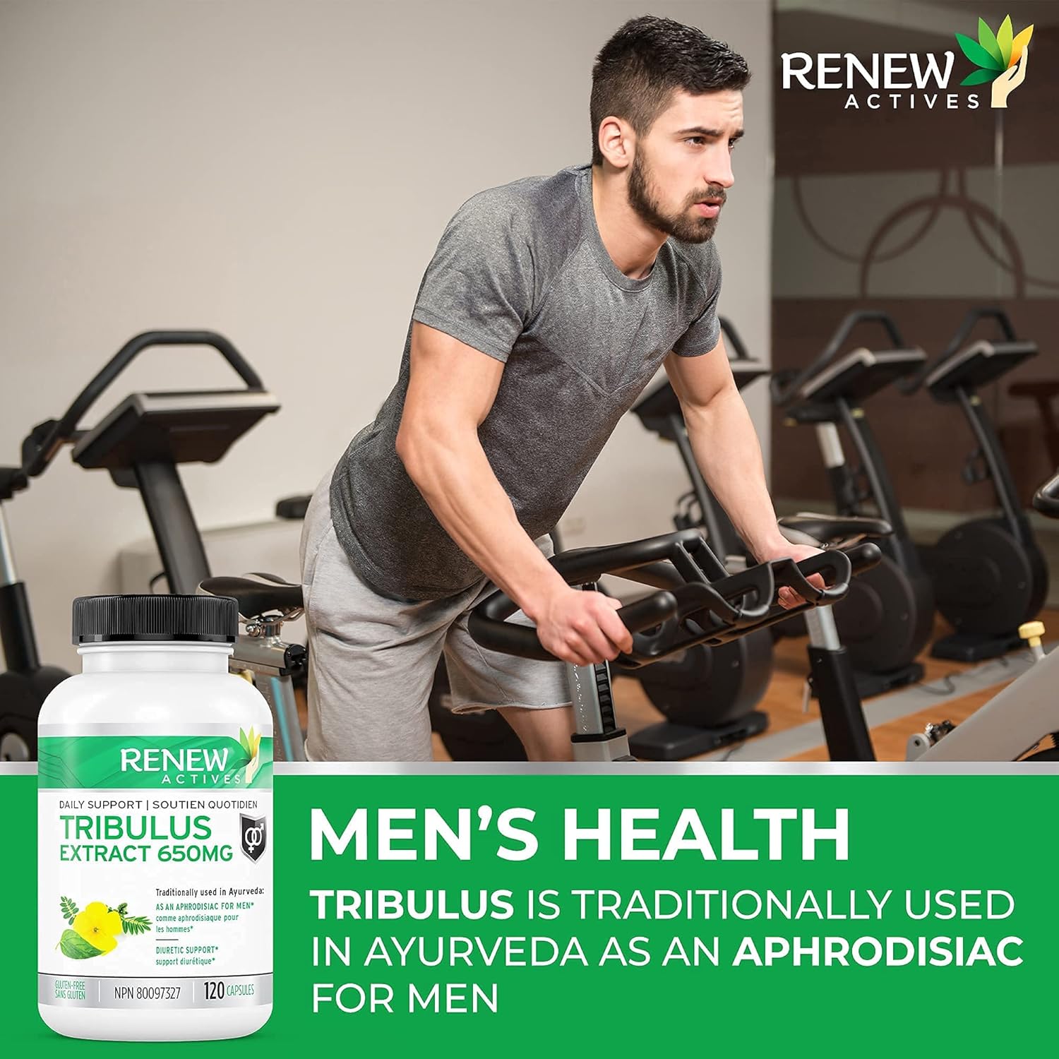 Renew Actives Tribulus Terrestris Extract: 1300mg Tribulus Powder Supplement with 45% Saponins - Energy and Performance for Men - Vegan Tribulus Herbal Supplements - 120 Capsules : Health & Household