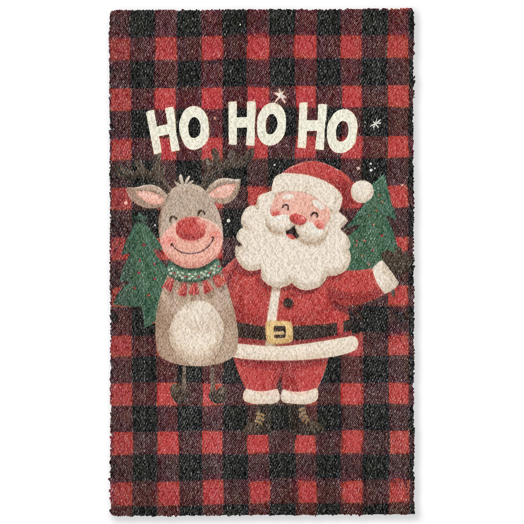 Alfombra salon rectangular OnlyWow de 90x150 cm con estampado de Papa Noel para comedor