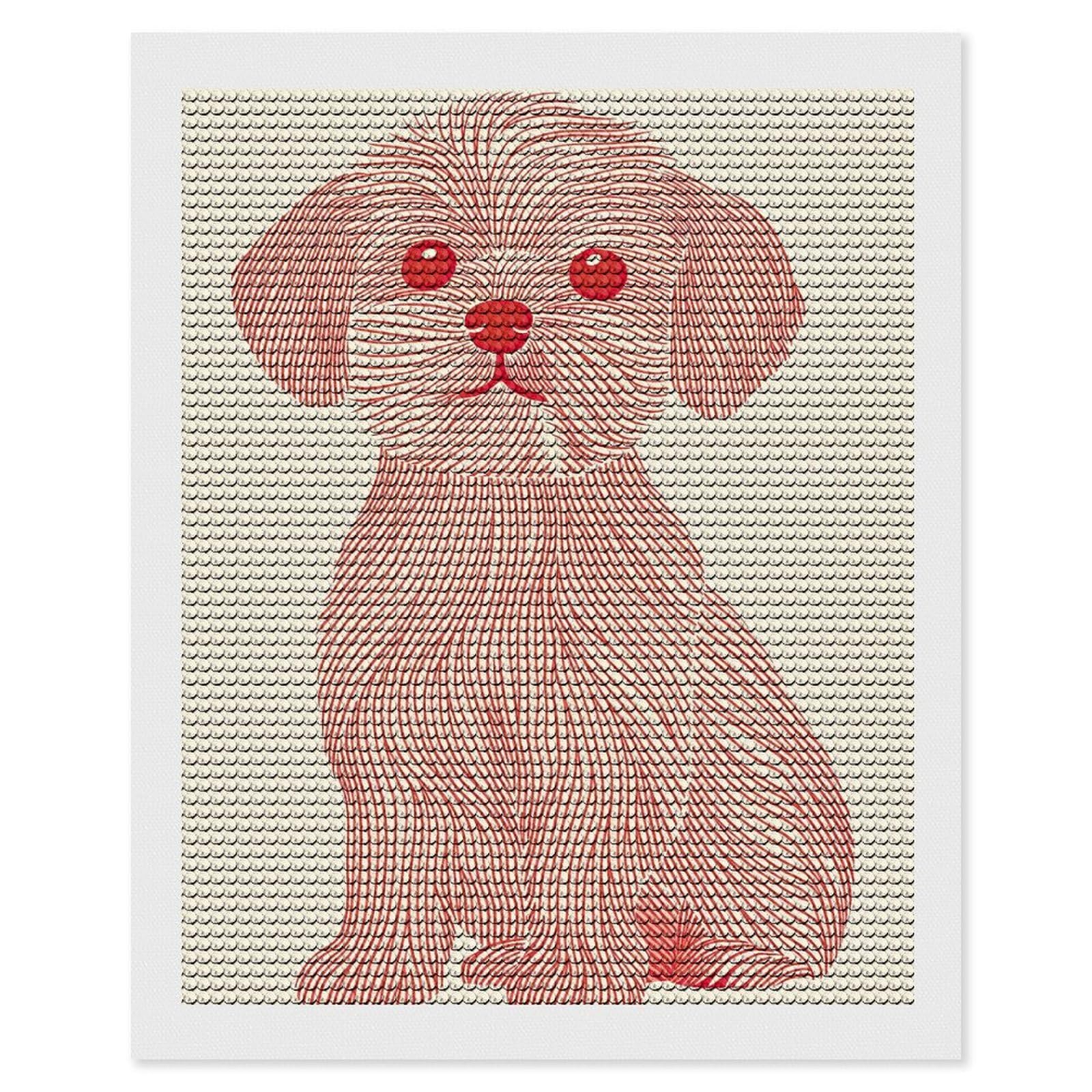 Junmoney Red Line Dog Illustration Diamond Art Kit 16"x20", Bedroom Decor, Adhesive Canvas, Full Kit Included, Thoughtful Present, Birthday Gift