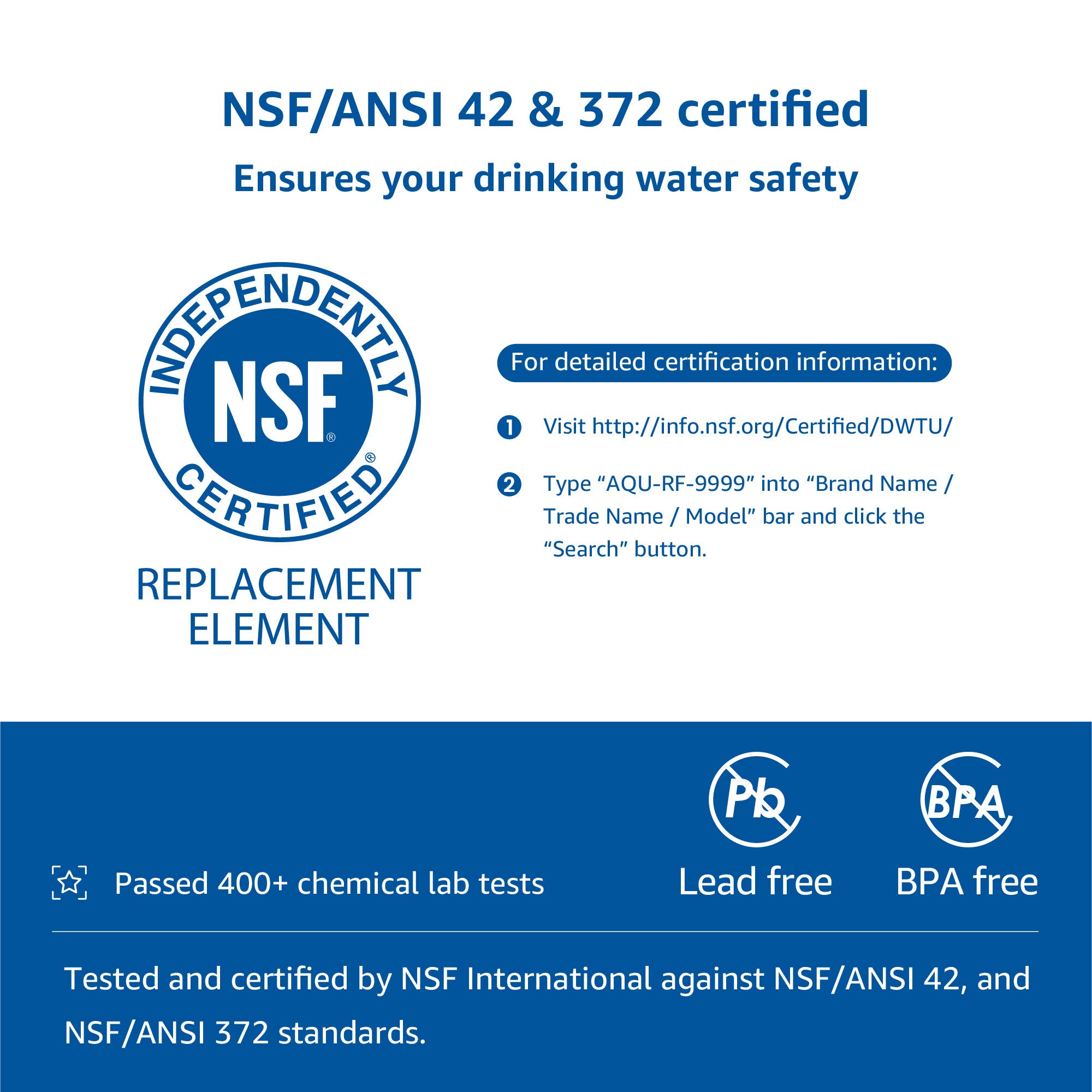 AQUA CREST RF9999 NSF Certified Water Filter, Replacement for Pur
