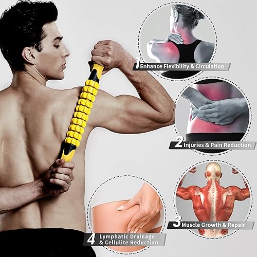 Rodillo muscular de atleta, rodillo muscular para fascia, libera fascia para reducir el dolor, masajeador de celulitis, herramienta de masaje para
