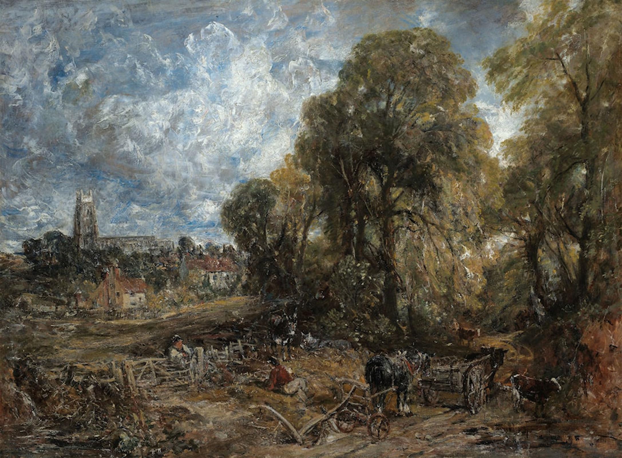 HRJUBWREE Classic Canvas Picture Art Canvas Print Modern Oil Painting Stoke-by-nayland by John Constable Artwork on Wall for Office Decor 60x90cm