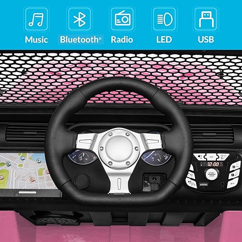 Miniatura 3 de Kidzone Camión de paseo de 12 V con batería de 2 plazas para niños, juguete eléctrico con control remoto para padres, cuatro ruedas, luces LED,