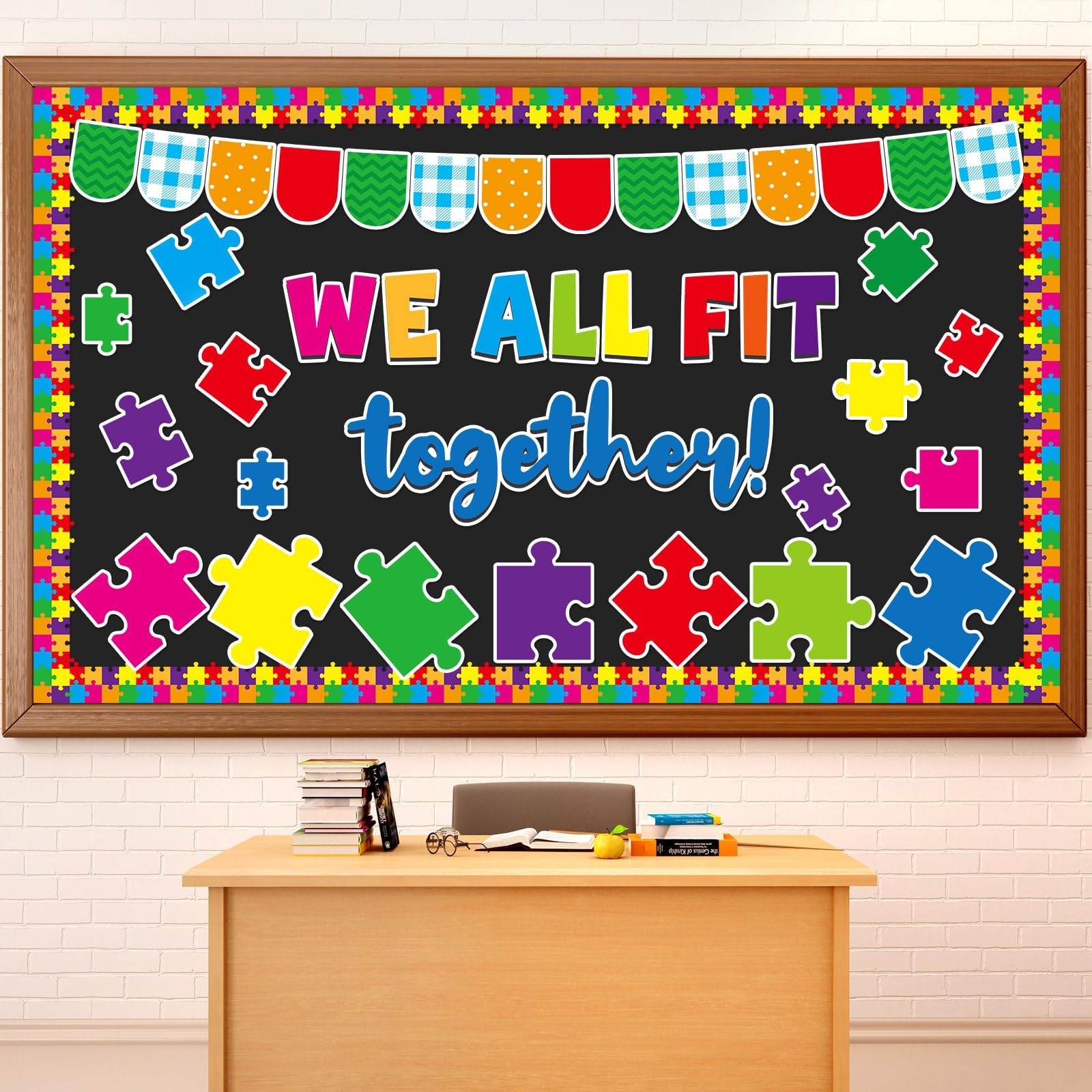 Justforjoyful Puzzle Pieces Bulletin Board Classroom Decorations Welcome Back To School Bulletin Board Puzzle Pieces Themed Classroom Decor Motivational Cutouts for School Wall Decals Decor