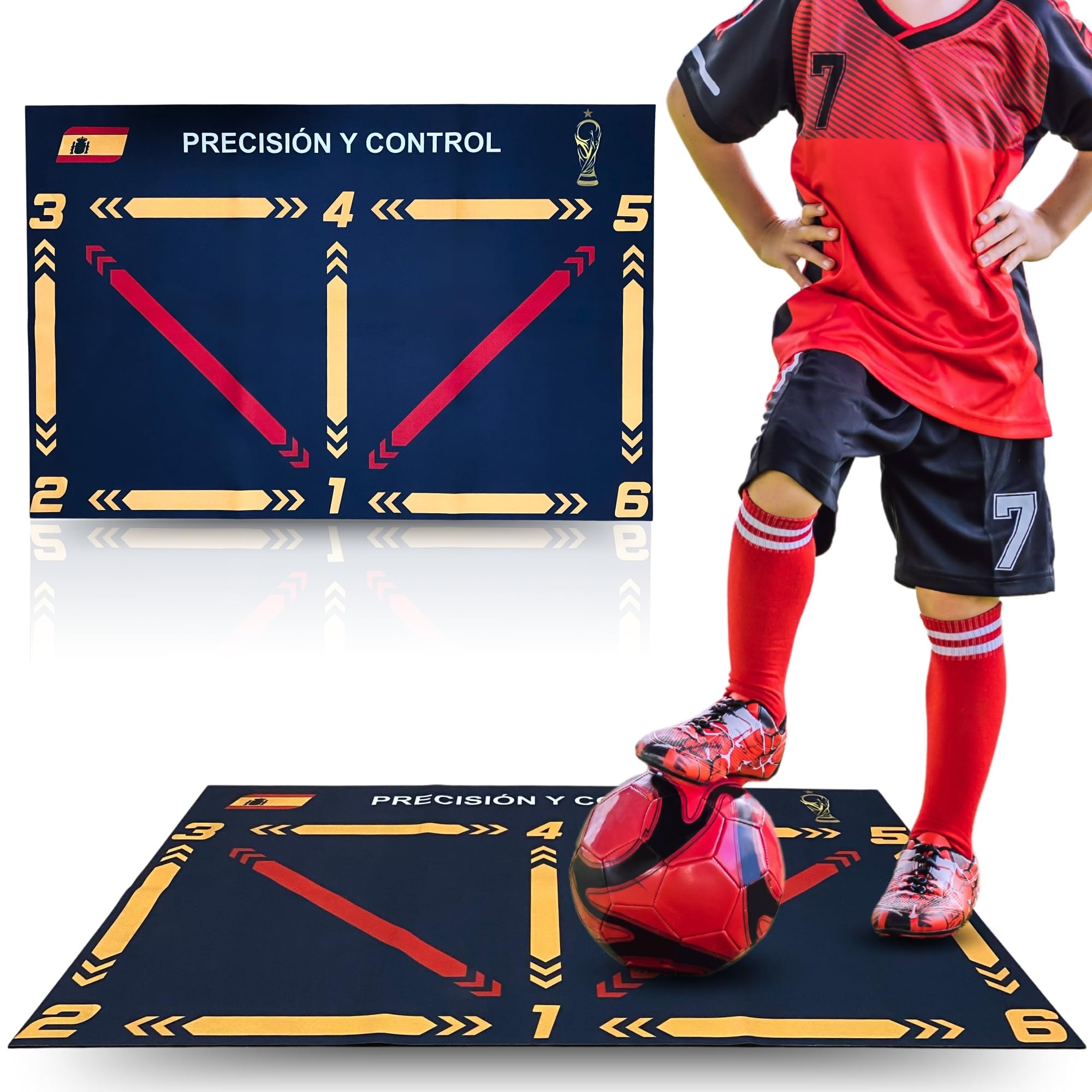 Alfombra Entrenamiento futbol , Entrenamiento futbol niños , Mejora las Habilidades de Pisadas y Regates Tapete Entrenamiento futbol en casa , Regalos futbol niños Entrena a la vez que te diviertes