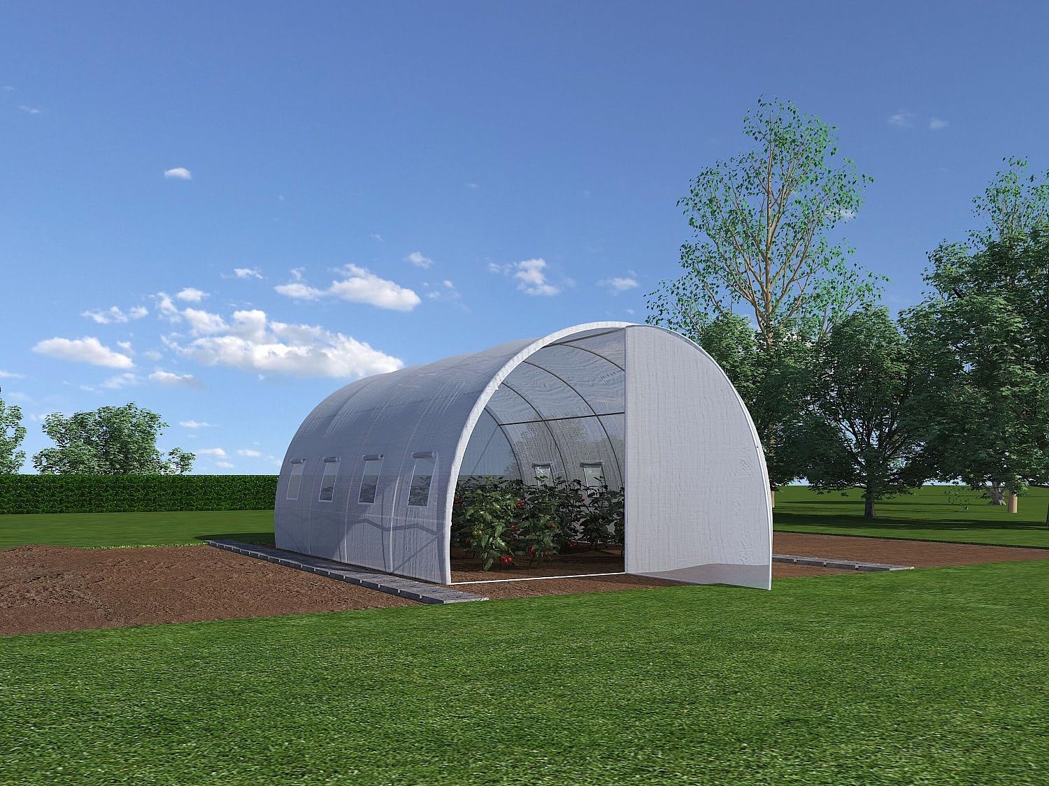 Vente-unique - Invernadero t˙nel con Estructura de Acero y Puerta de 12 m≤ - 300 x 400 x 200 cm - ALOCASIA