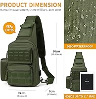 Vista 2 de BAIGIO Tactical EDC Sling Bag Militar Una Correa Hombro Mochila Molle Range Bolsas Paquete de Pecho, #01-verde militar, Pequeño, Bolso táctico