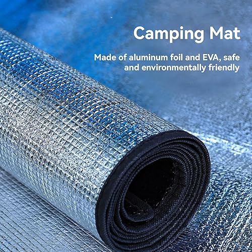 Miniatura 6 de Alfombrilla de camping EVA de papel de aluminio, manta de dormir plegable impermeable, almohadilla térmica de doble cara, cojín a prueba de humedad