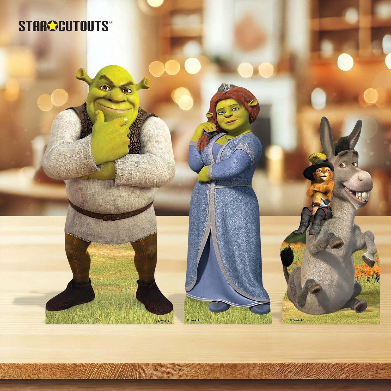 Star Cutouts SC4734 Shrek, Fiona, Puss in Boots & Donkey Shelf Top Pack – 29cm Cardboard Cutouts | Official DreamWorks Party & Room Display Set