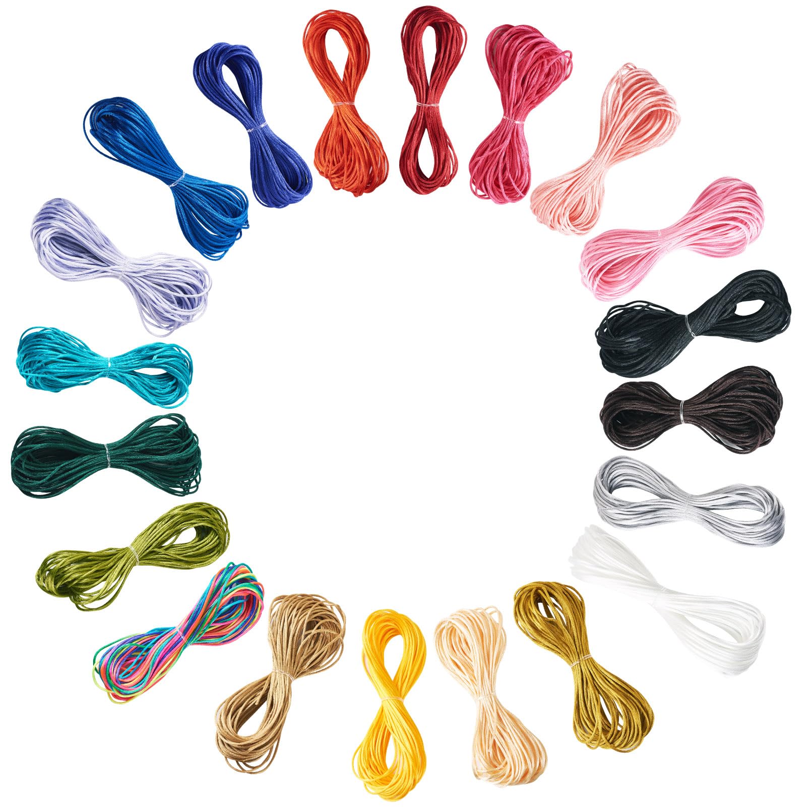 Pandahall 20 Bundles Polyester Cord 1.5mm Braided String Chinese Knot Cord Macrame Thread for Jewelry Making Friendship Bracelet Necklace Earring Crafts