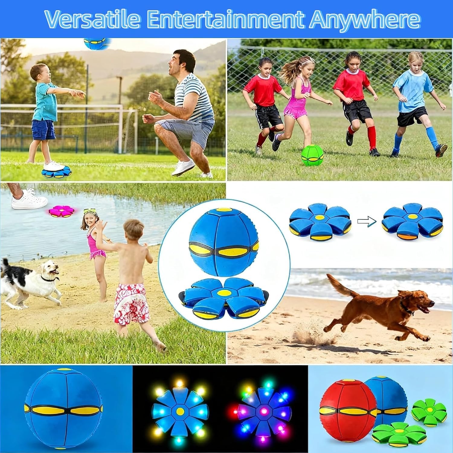 Magic Metaball Bouncing Ball, Children's Bouncing Ball, Magic Flying Saucer, Parent-Child Interaction, Transformation Flying Toy with 6 Light - Image 7