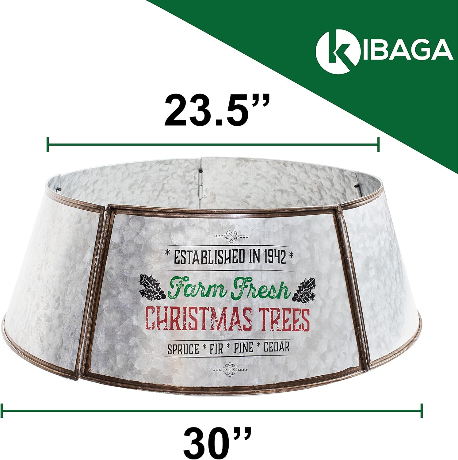 KIBAGA Farmhouse Christmas Tree Collar - Authentic Easy Set Up 30" Tree Ring - Beautiful Rustic Tree Skirt Decorates Your Home for The Holidays