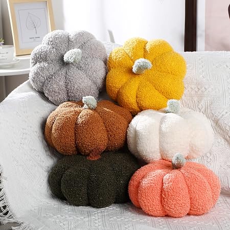 Plush Pumpkin Shaped Pillow – 3D Orange Pumpkin Decor For Sofa, Bedroom, Fall & Halloween Home Decor (7.87 Inches)