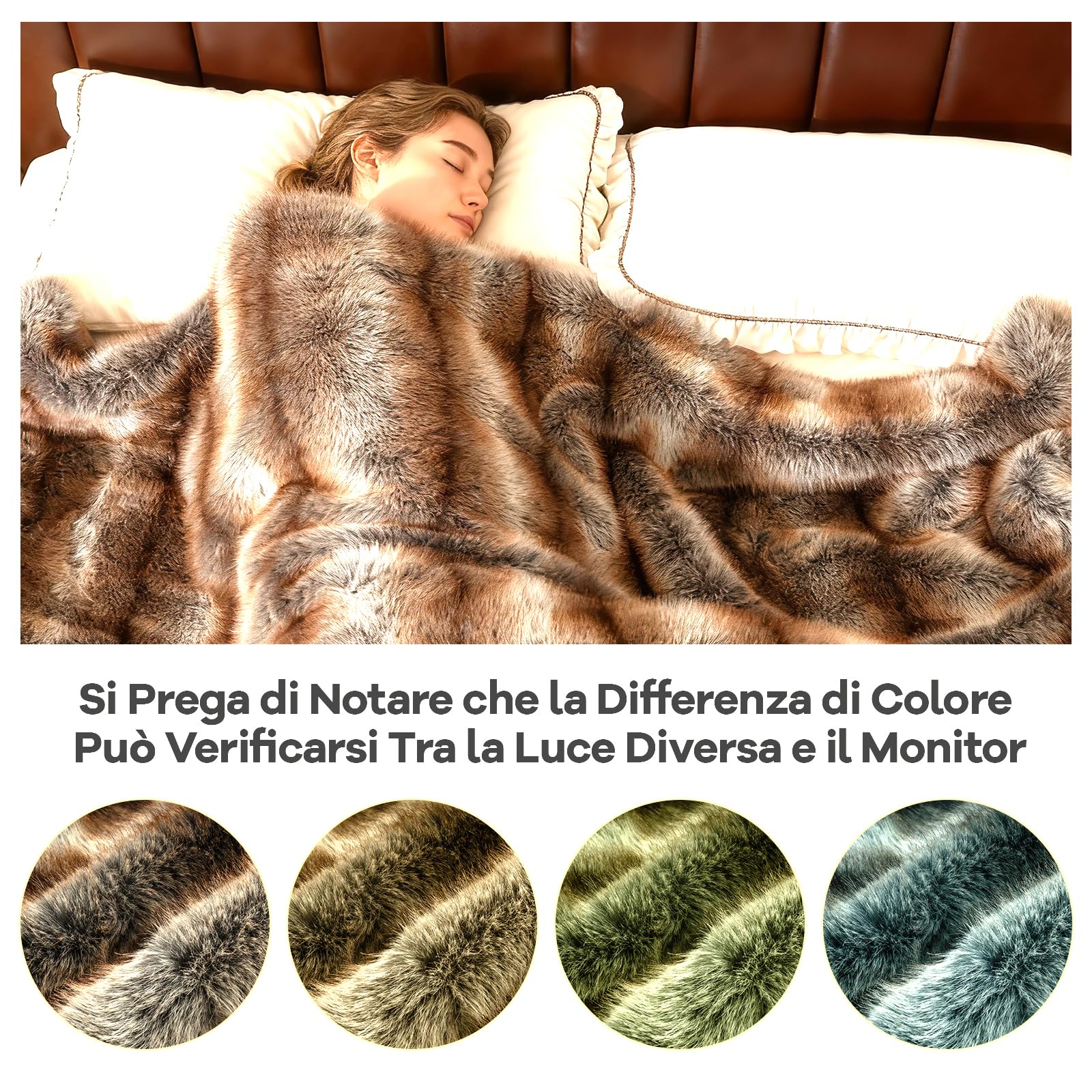 COSTWAY Pelosa per Letto Matrimoniale, Coperta in Pelliccia Sintetica Morbida e Soffice, Plaid di Lusso Spesso Caldo per Letto, Divano, 153 x 203 cm (153 x 203 cm,Stile 1)