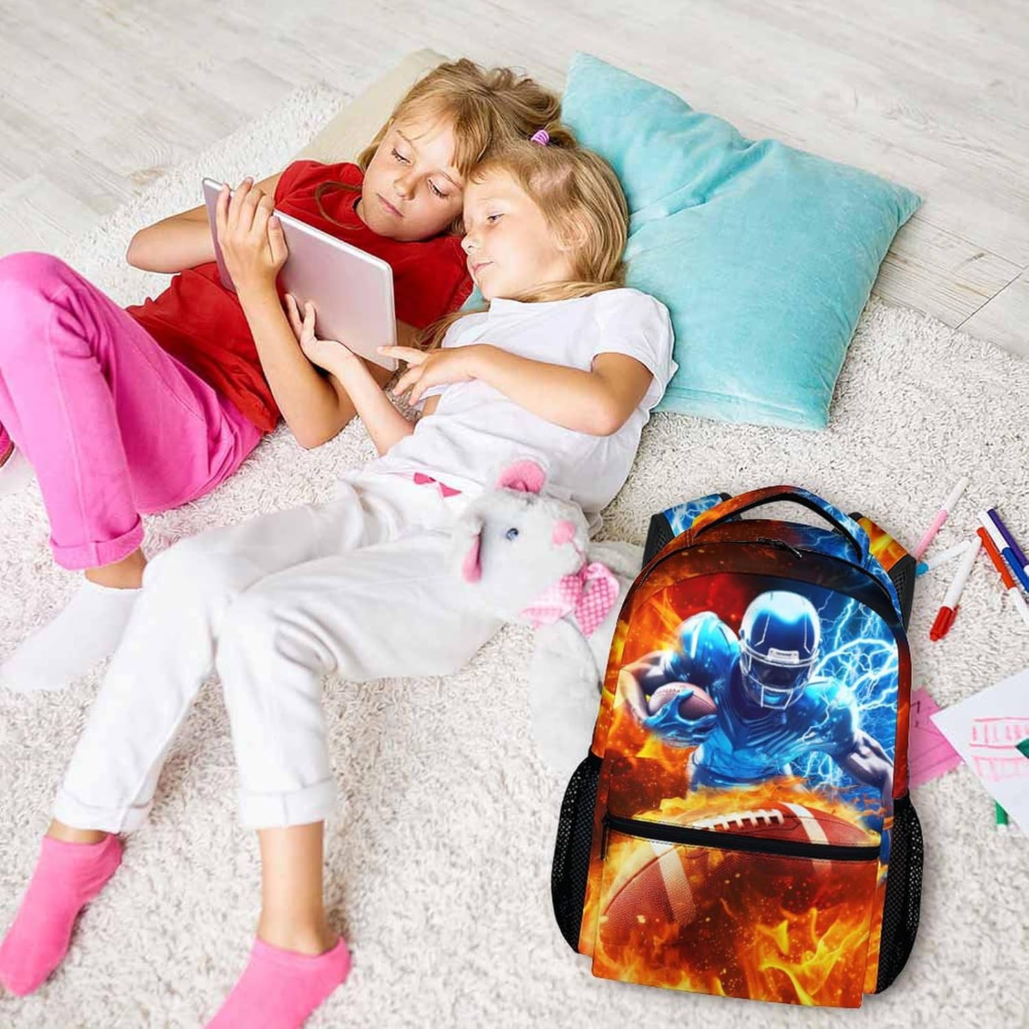 Boys Backpack, Football Backpacks for Kids Teens, 17 Inch Lightweight Sport School Bookbag for Elementary Middle Primary High Senior, Boys Back to School Supplies - Image 7