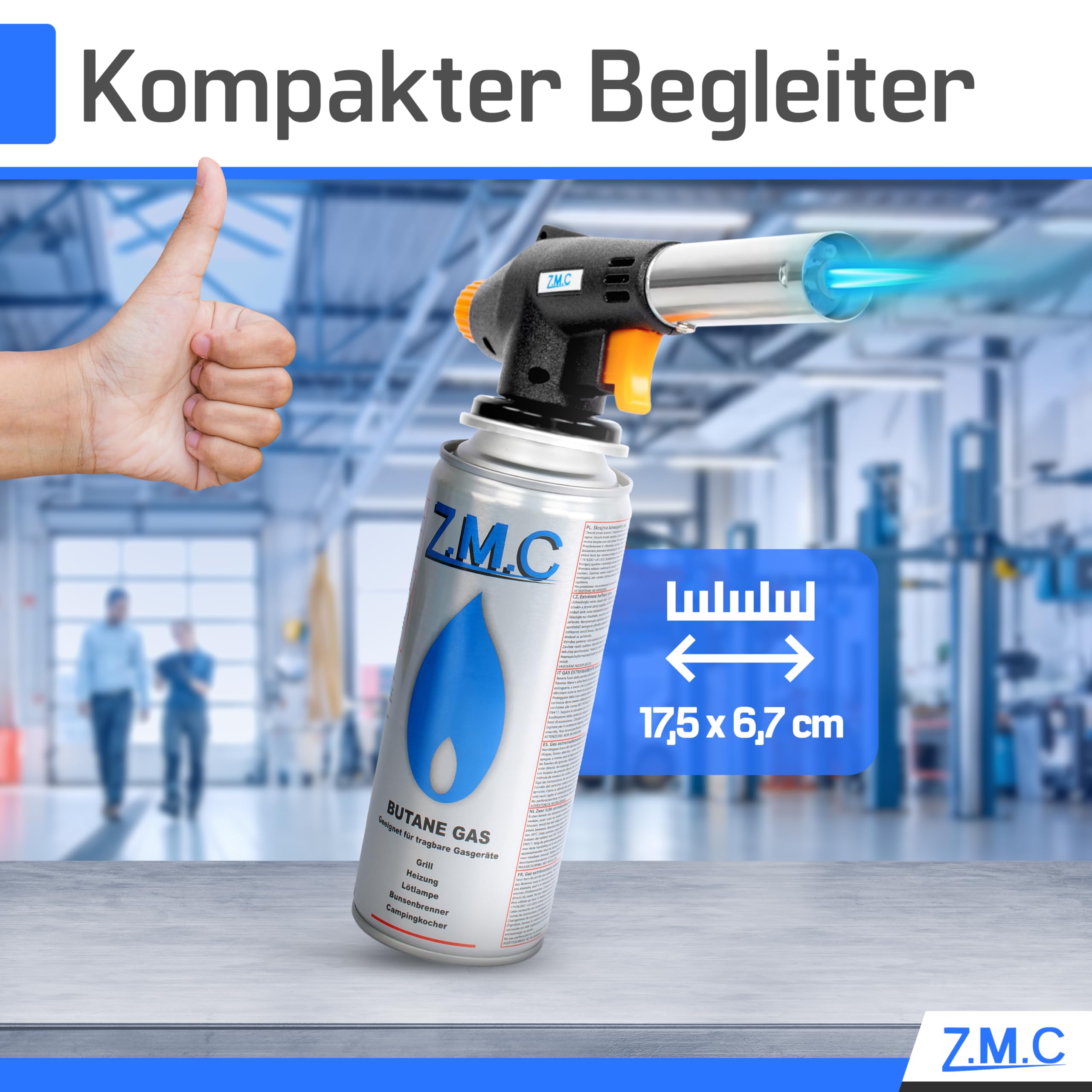 Z.M.C Bruciatore a gas + 28 cartucce a gas da 227 g, bruciatore a flamber fino a 1300 °C, torcia a saldatura, torcia da cucina con fiamma regolabile