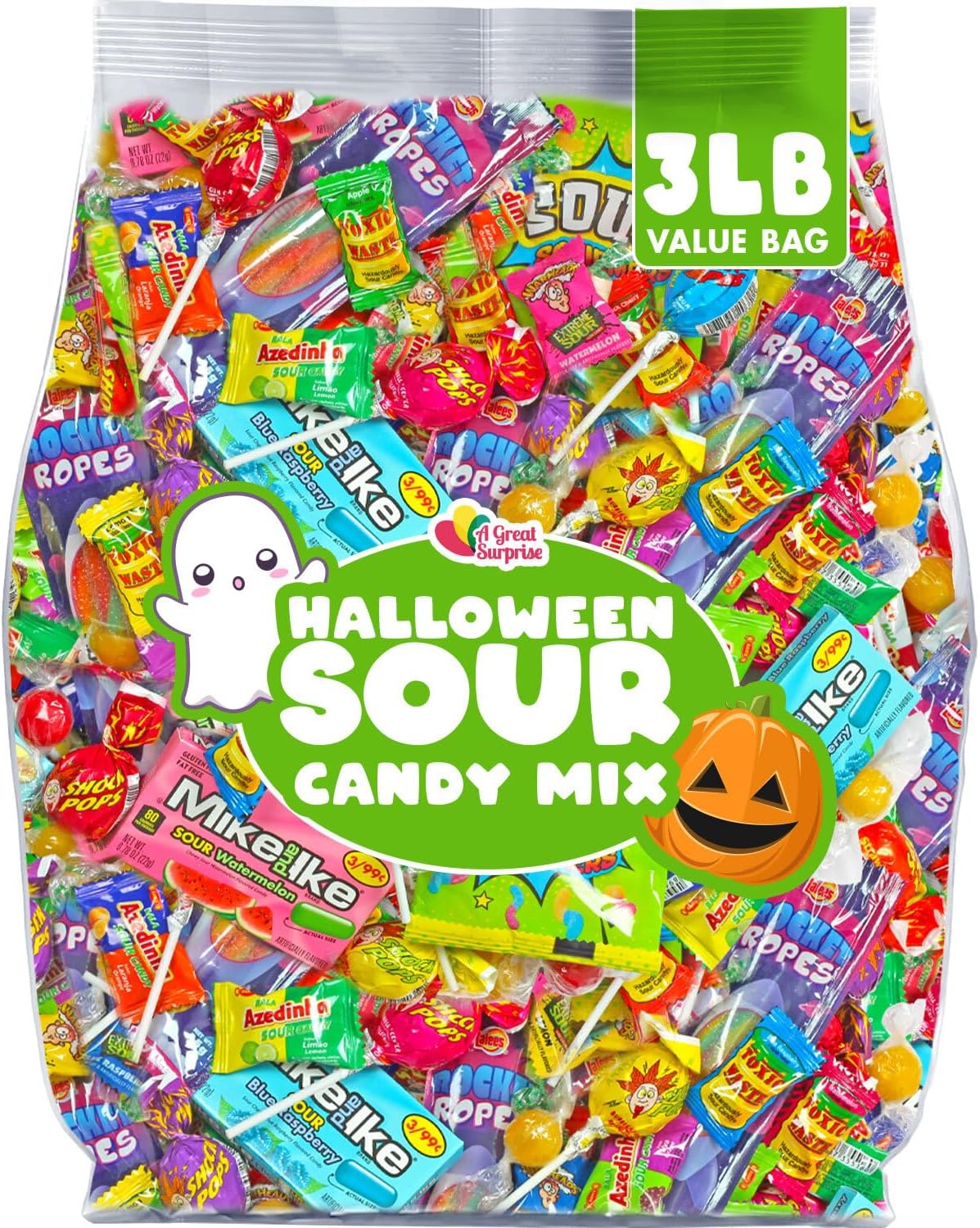 A Great Surprise Sour Candy Variety Pack - 3 Pounds - Sour Candy Bulk - Sour Pinata Candy Mix - Bulk Pinata Candy Assortment - Extreme Sour Candy For Kid