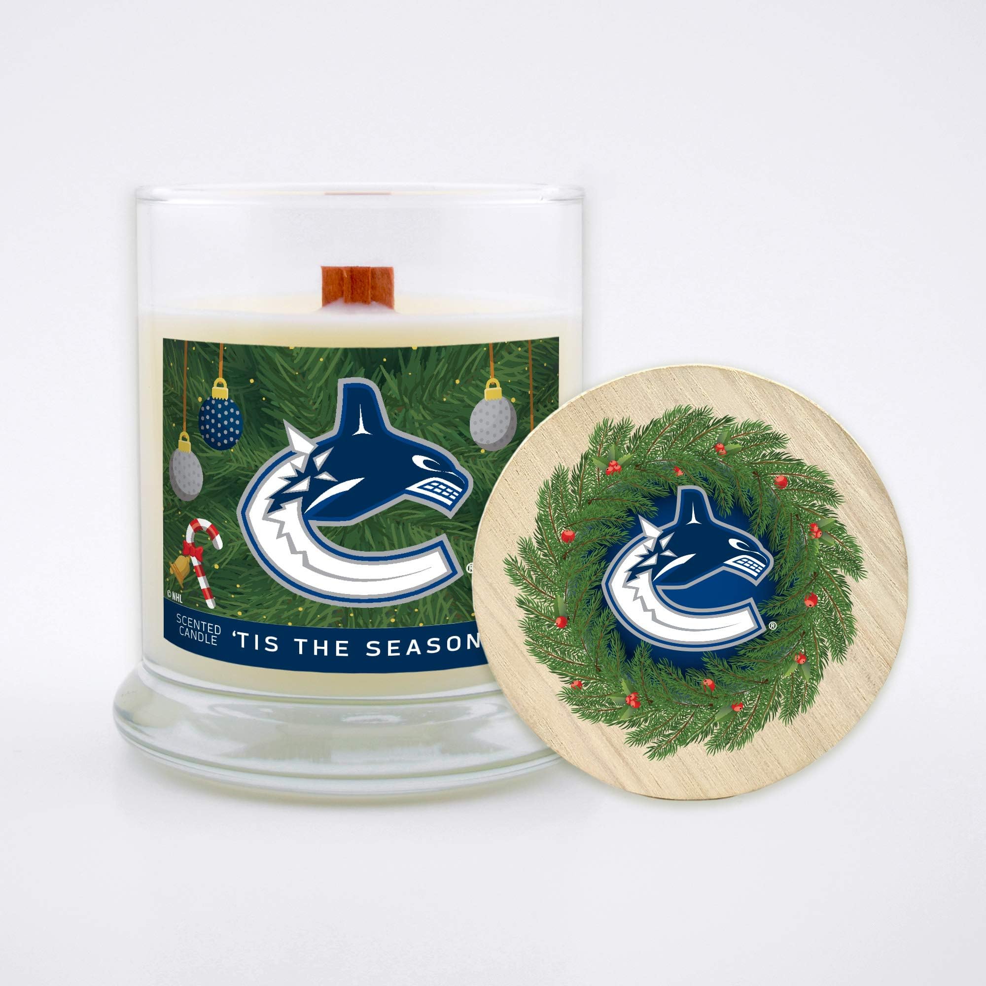 Worthy Promo NHL unisex-adult NHL 8 Oz Soy Wax Wood Wick Candle with Lid