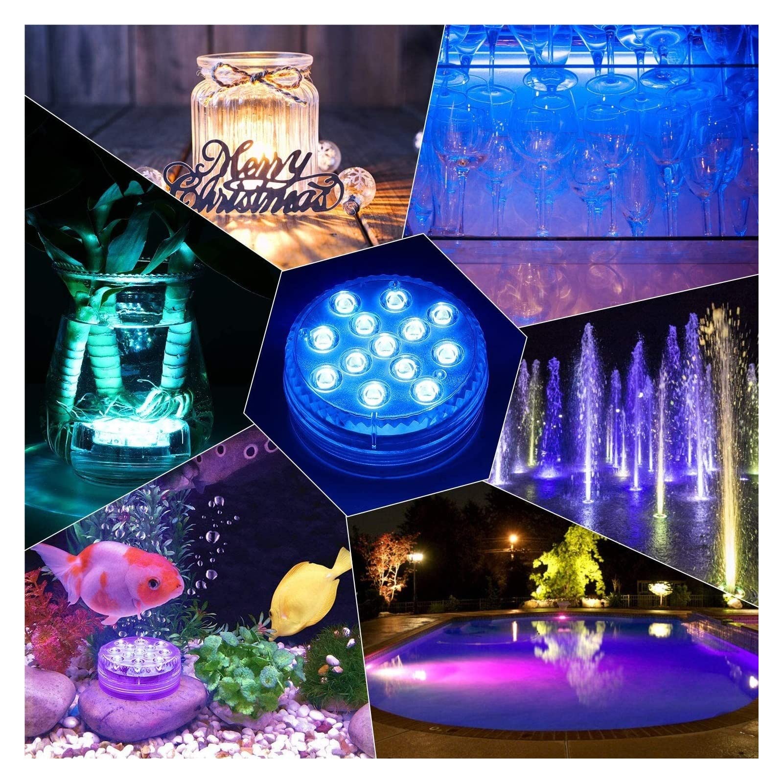13 diod LED podwodne światło 16 kolorów RGB IP68 wodoodporne oświetlenie do basenu pilot RF zatapialne światła wazonu stawowego Wodoodporne Bezpieczne(1 Controller 3 Lamp)