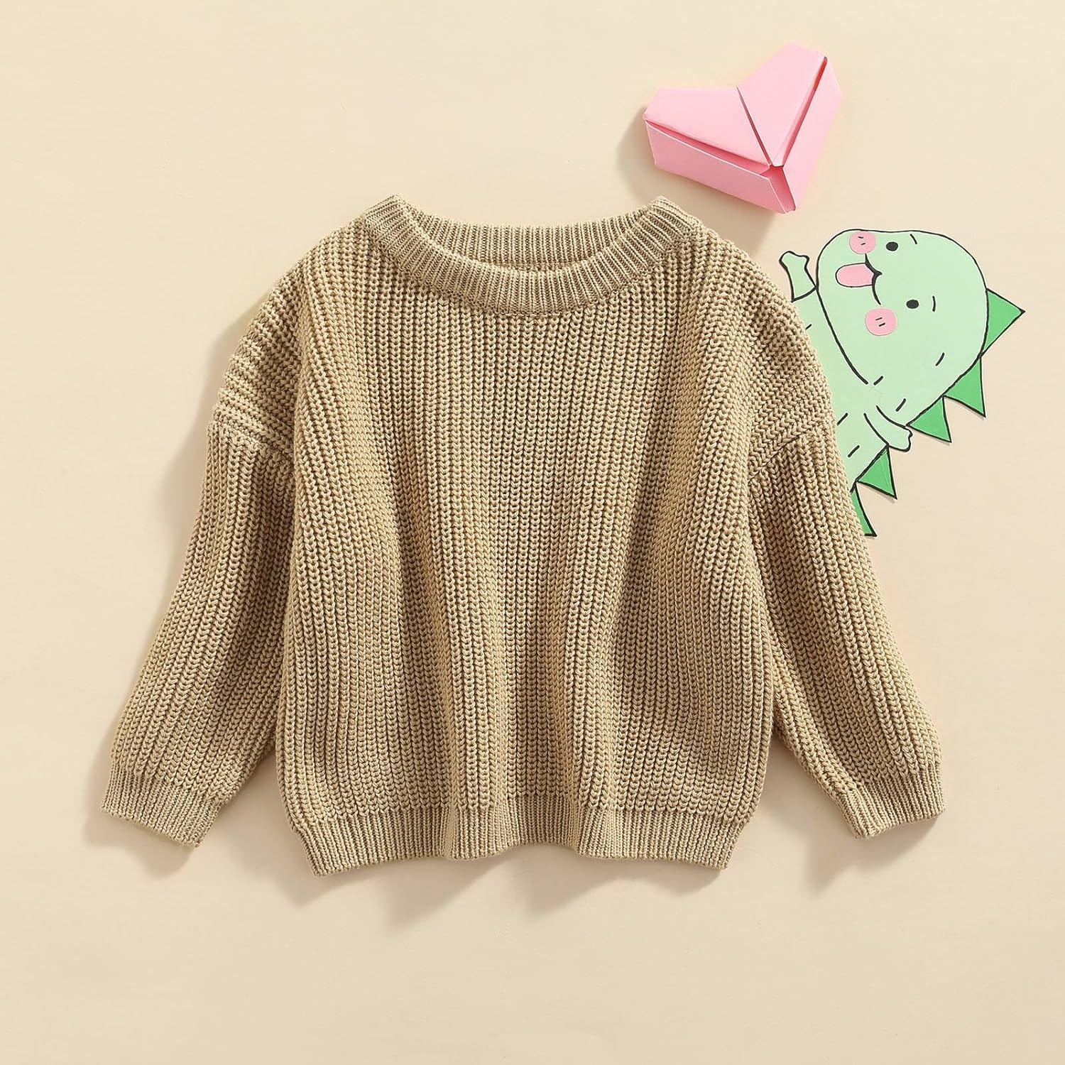 Baby Girl Boy Toddler Knit Sweater Cute Round Neck Long Sleeve Blouse Pullover Oversized Sweatshirt Warm Kids Tops - Image 3