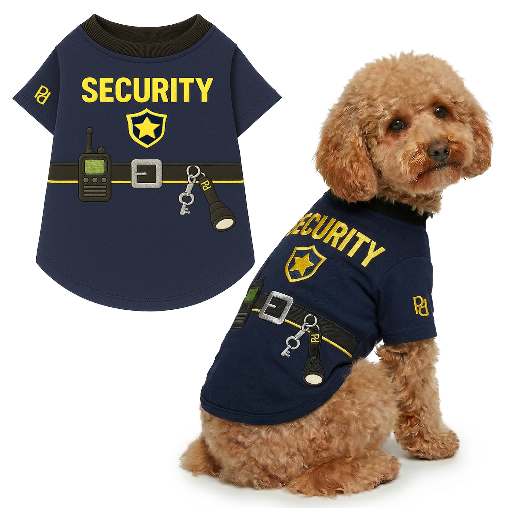 Parisian Pet Dog Security Woofficer Shirt - Halloween Pet Vest - Embroidered Pets Clothes - Puppy Halloween Costume - Sleeved Doggy Costume - L — image 1