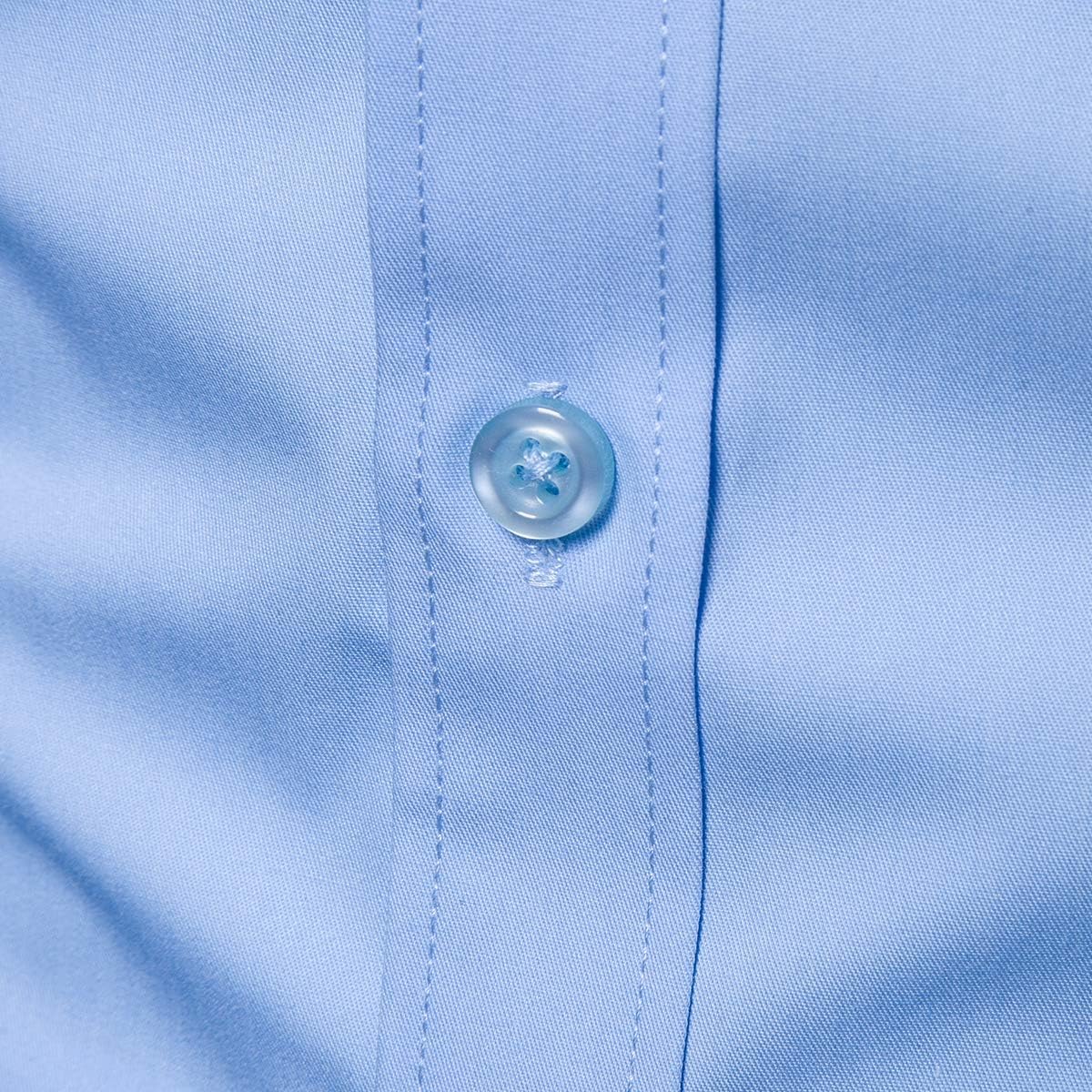 LOCALMODE Men's Slim Fit Cotton Business Shirt Solid Long Sleeve Button Down Dress Shirts - Image 5