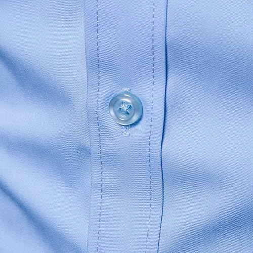 Miniatura 5 de LOCALMODE Camisa de negocios de algodón ajustada para hombre, manga larga, con botones