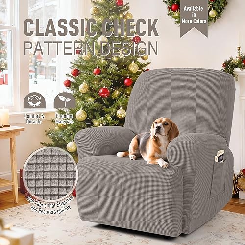 Miniatura 2 de TAOCOCO Funda reclinable de 4 piezas, funda elástica para sofá reclinable de 4 piezas, funda reclinable con 1 asiento, protector suave, fundas