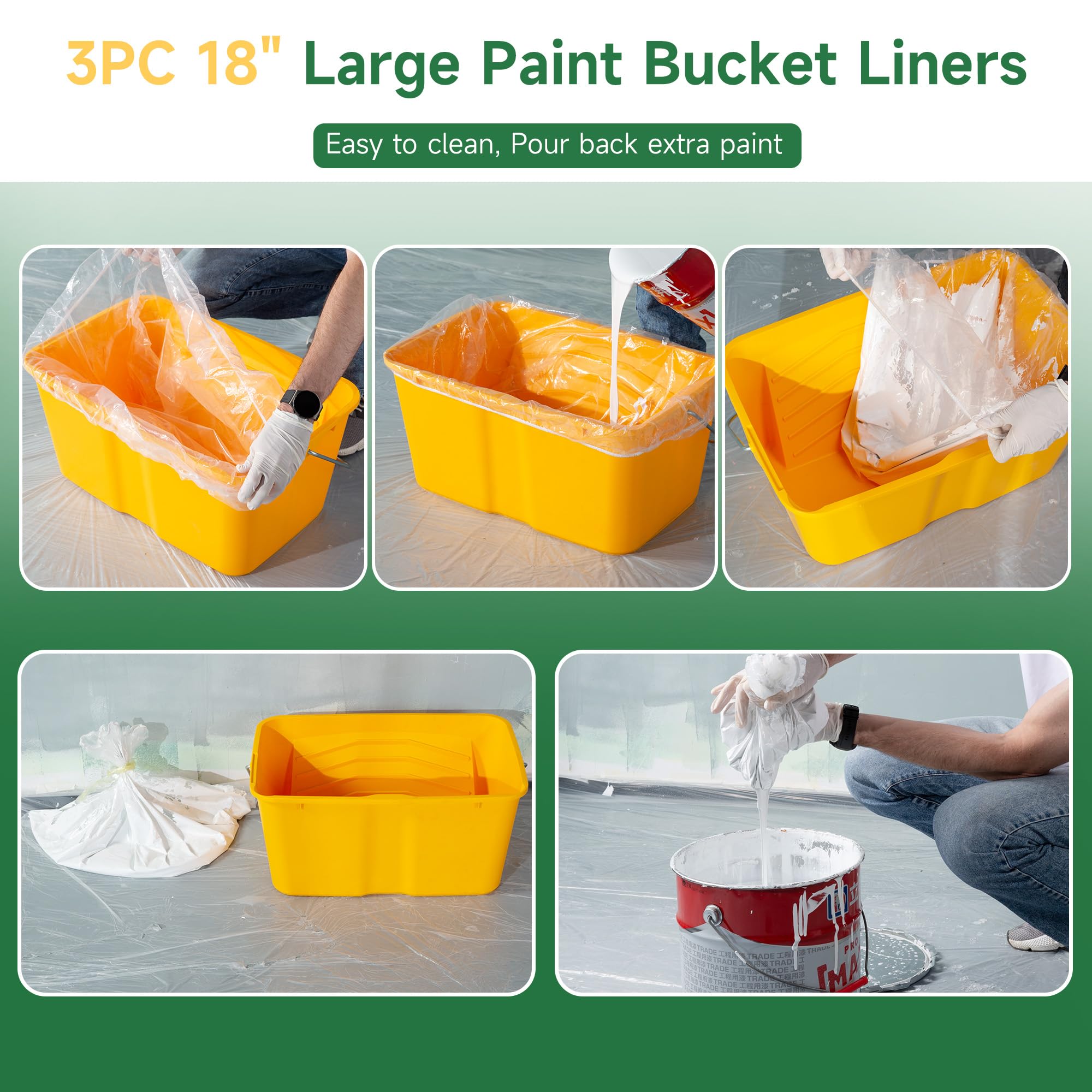VOOMEY Kit rullo da pittura da 45,7 cm con asta di estensione da 9,7 m | Kit di pittura grande da 23 pezzi con rullo in microfibra, secchio e fodere per una copertura rapida su pareti e soffitti