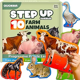 Comprar QUOKKA Juguete Puzzle para NiƱos de 2 a 3 AƱos - Juegos de Granja Animales de 3 a 5 AƱos - 8 Formas de Animales Realistas - 40 Piezas Puzzle Grandes para NiƱos - Regalo Educativo Infantiles