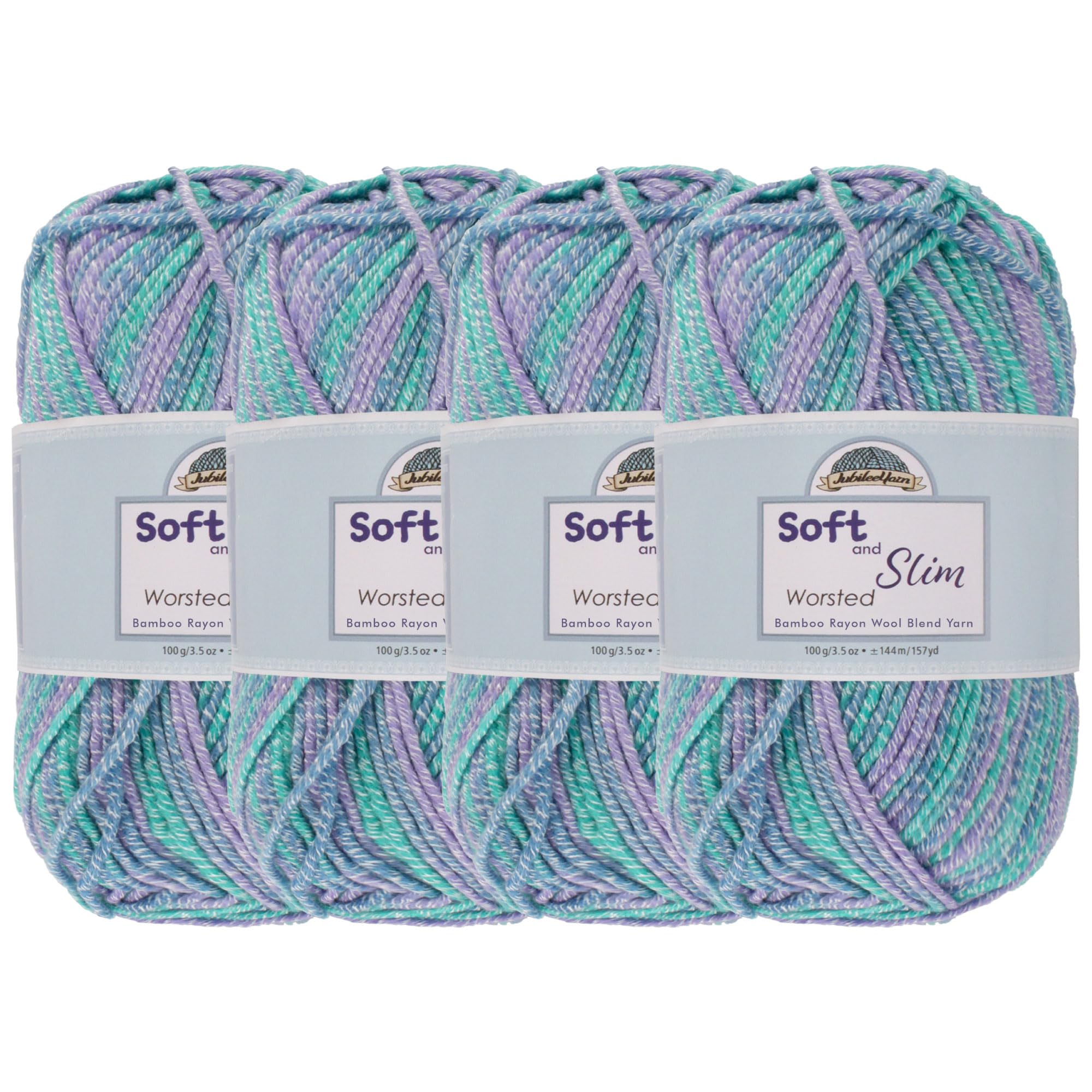 JubileeYarn - Filato misto lana di bambù, morbido e sottile, 100 g, 4 matassine