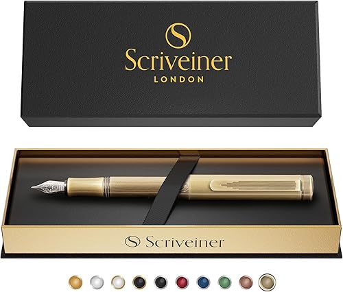 Vista 84 de Scriveiner Pluma estilográfica EDC de lujo (fina), impresionante bolígrafo de bolsillo negro mate, acabado cromado, punta alemana Schmidt, 11. Negro