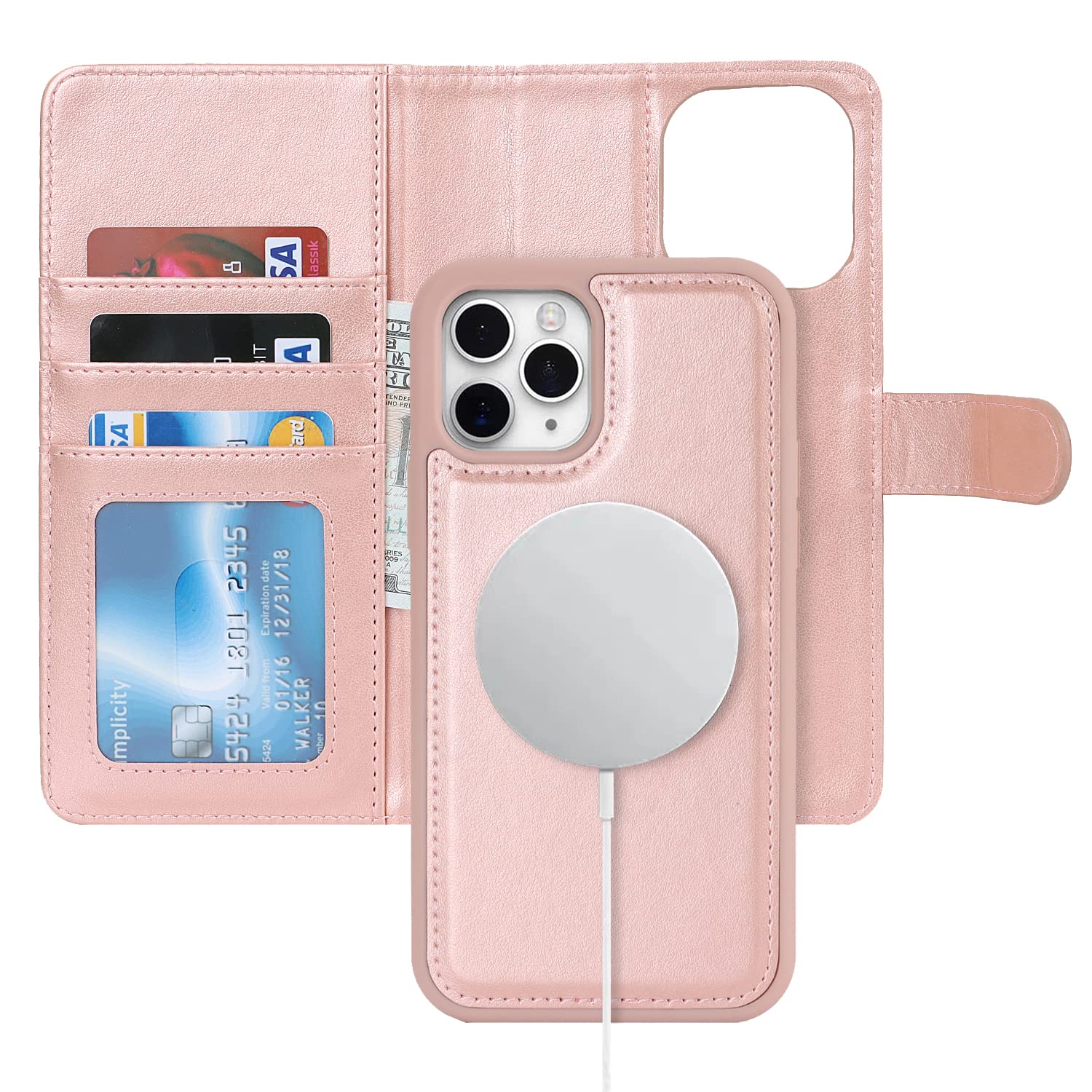 Ｈａｖａｙａ for iPhone 12 Wallet Case magsafe Compatible with Card Holder 2 in 1 Detachable Magnetic Shockproof Phone Cover 12 pro Stand flip Folio Leather