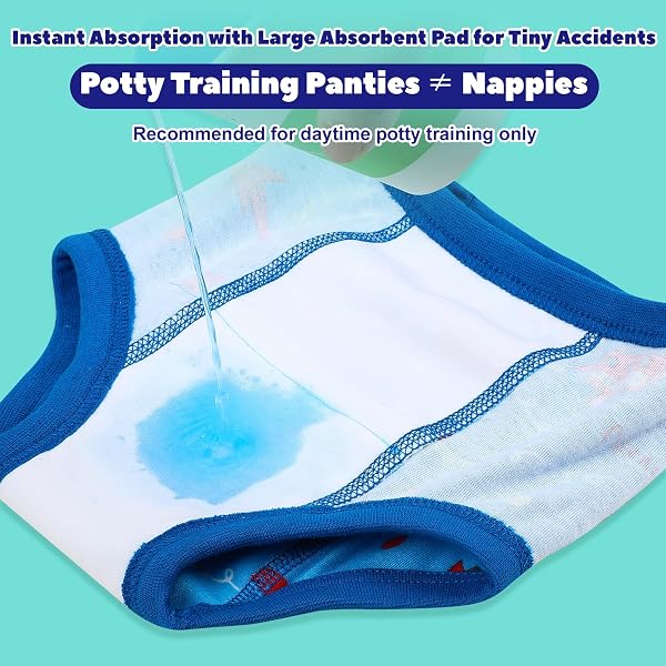 MOEMOE BABY Culotte Apprentissage Propreté Garcon,Culotte d'apprentissage Enfant,Slip Apprentissage propreté Garcon Lavable,10 Paquets,Bleu,2 Ans - 2