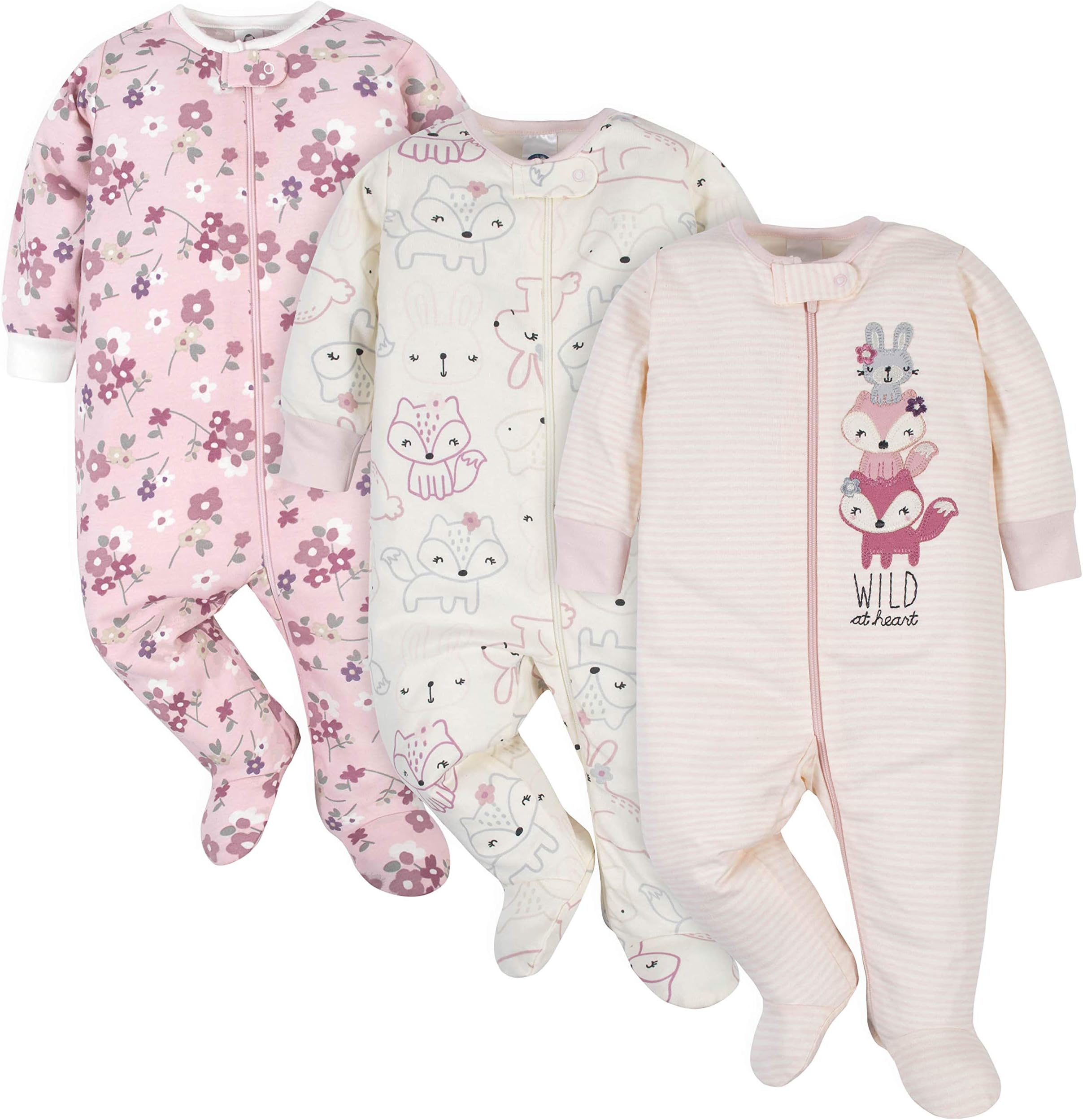 Gerber Baby Girls' 3-Pack Sleep 'N Play