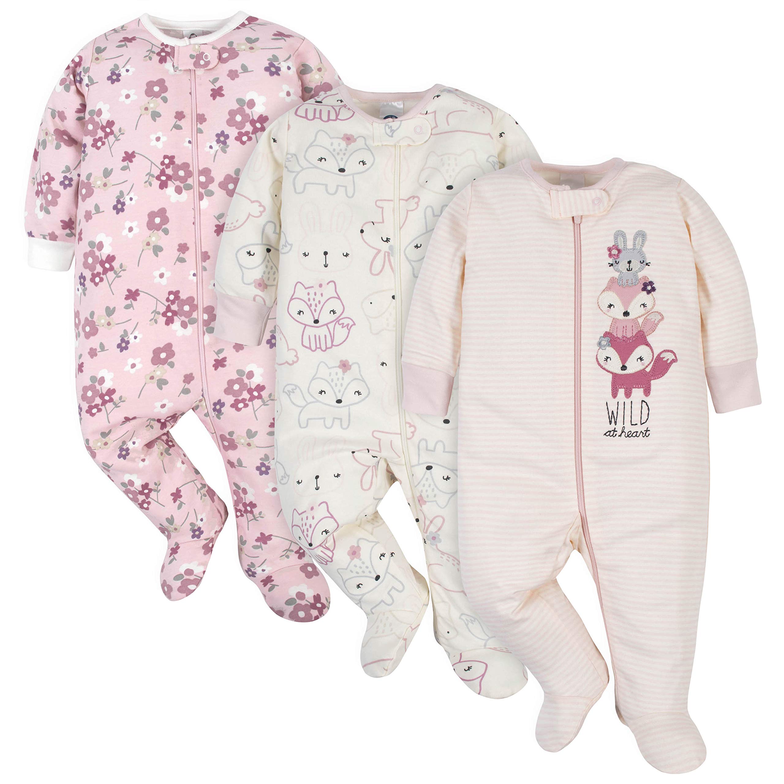 Gerber Baby Girls' 3-Pack Sleep 'N Play
