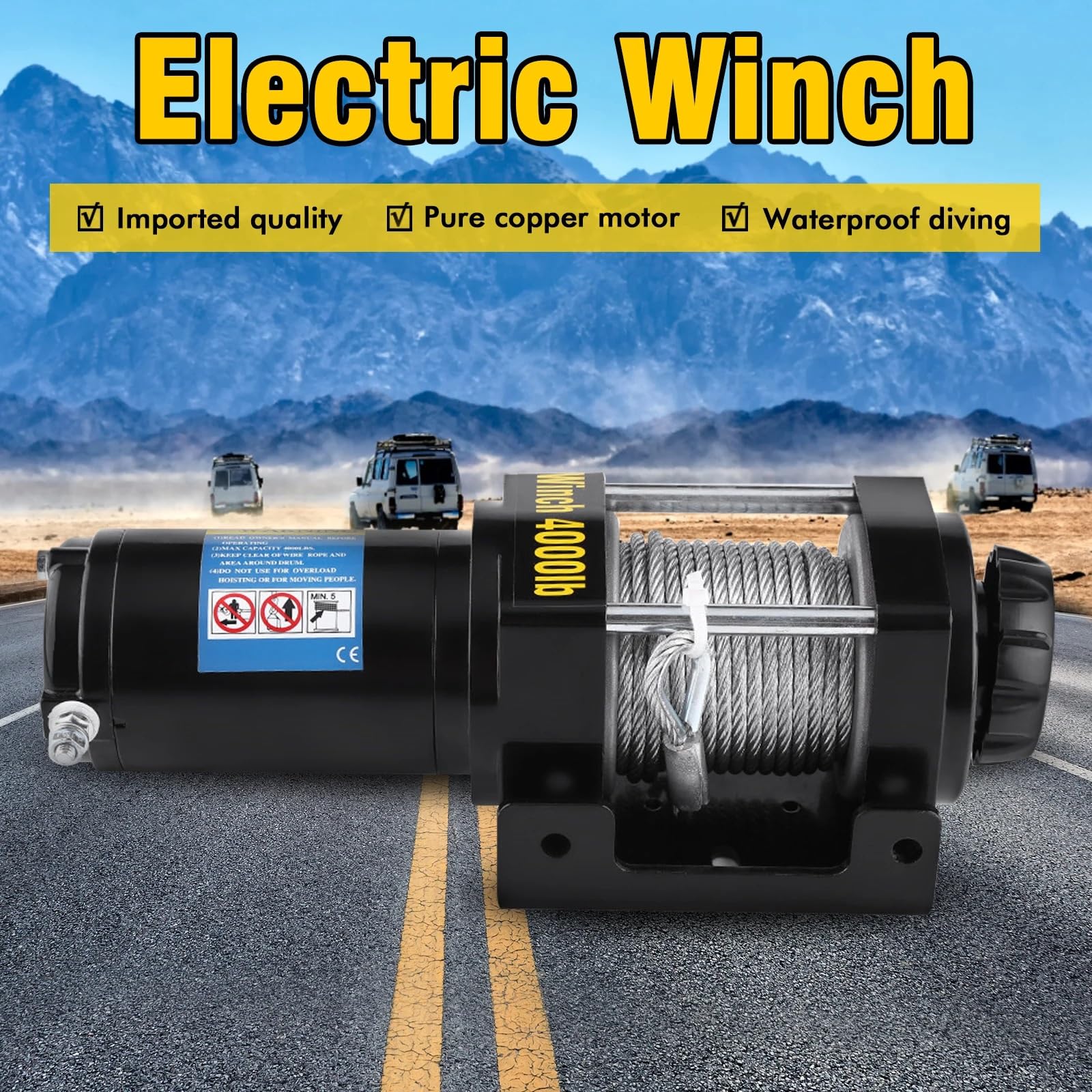 Argani elettrici Kit verricello elettrico da recupero 4000 libbre ATV Camion rimorchio Auto DC 12V Controllo 15 metri Cavo in ACCIAIO AD ALTA RESISTENZA Gru e paranchi a trazione