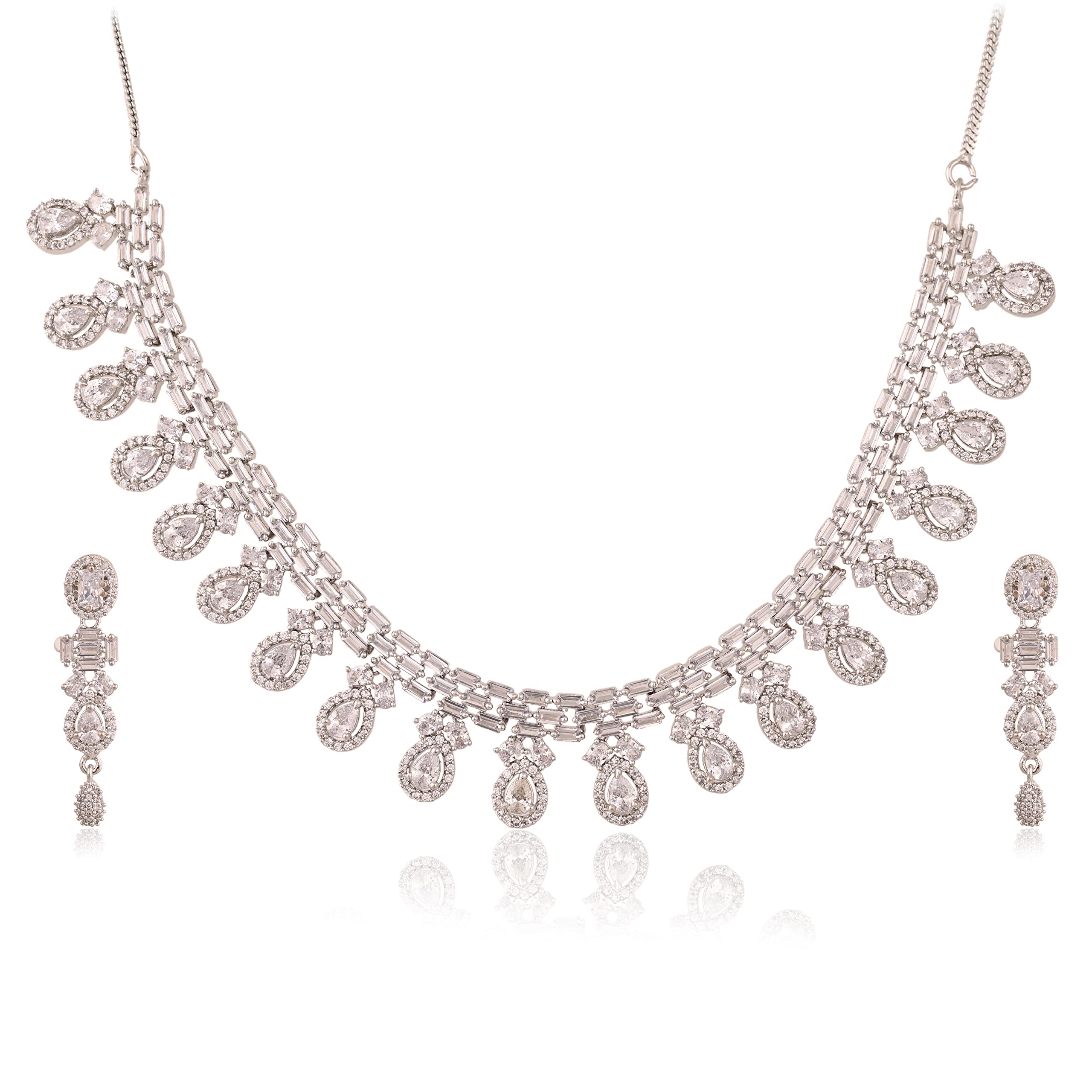 See full amazon price history chart for RATNAVALI JEWELS American Diamond Silver Plated Traditional Fashion Jewellery White Necklace Set with Earring for Women/Girls RV4136W-SP RATNAVALI JEWELS American Diamond Silver Plated Traditional Fashion Jewellery White Necklace Set with Earring for Women/Girls RV4136W-SP (B09WVYYPL8) Amazon Price History, Amazon Price Tracker