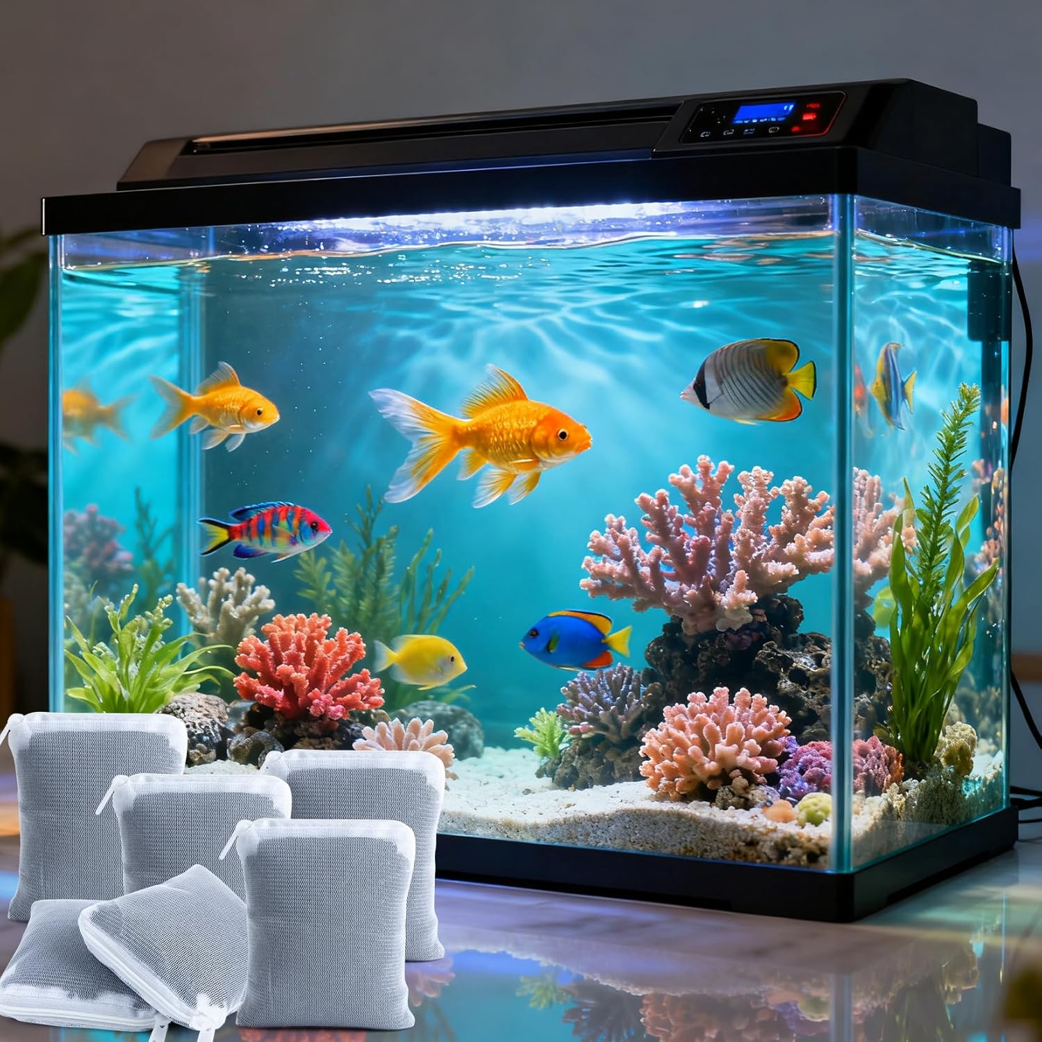 5ポンド 活性炭 ペレット 1個 無料メッシュメディアバッグ 水族館 魚 池 タンク キャニスター フィルター MAQIHAN 1.8ポンド 活性炭 - 活性炭 アクアリウムフィルターメディア チャコールペレット 水槽用品 メディアバッグ 水槽