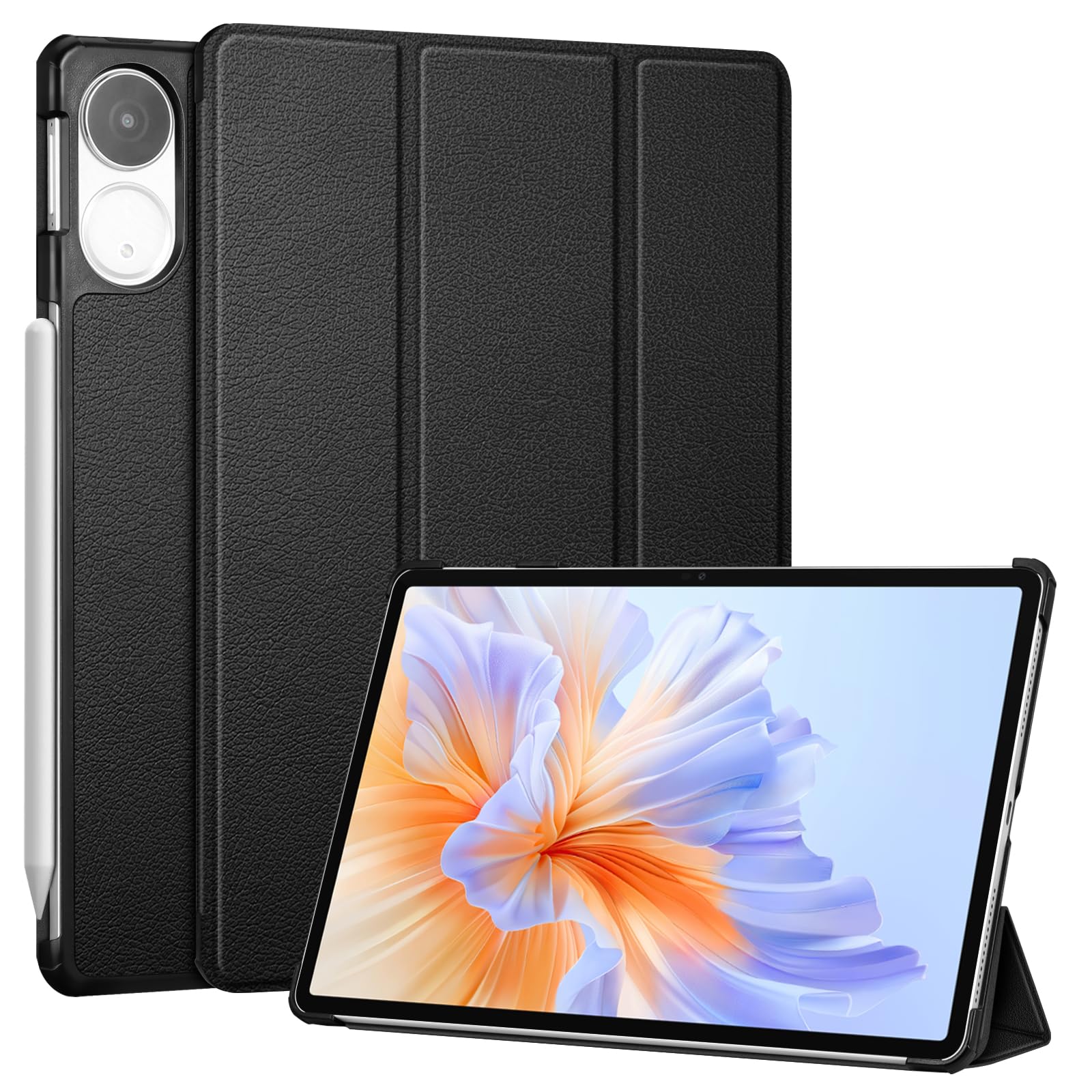 Fintie etui do Honor Pad V9 11,5" 2025, ultra cienkie etui ochronne ze sztucznej skóry z funkcją automatycznego budzenia snu i podstawką, czarne