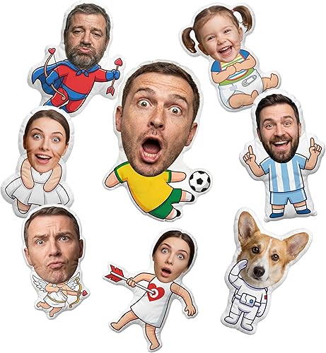 Personalized Face Plush Doll, Custom Photo Pillow for People or Pets, Funny Gag Gift & Unique Anime Perimeter Decor, Customized Humanoid Stuffed Figure,Ideal for,Birthday,2026 Football Tournament.