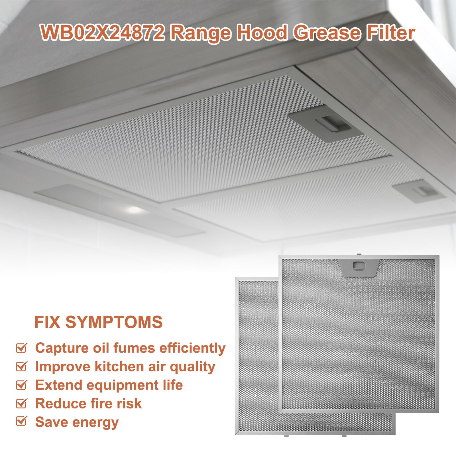WB02X24872 Fettfilter für Dunstabzugshauben, kompatibel mit GE Dunstabzugshaube