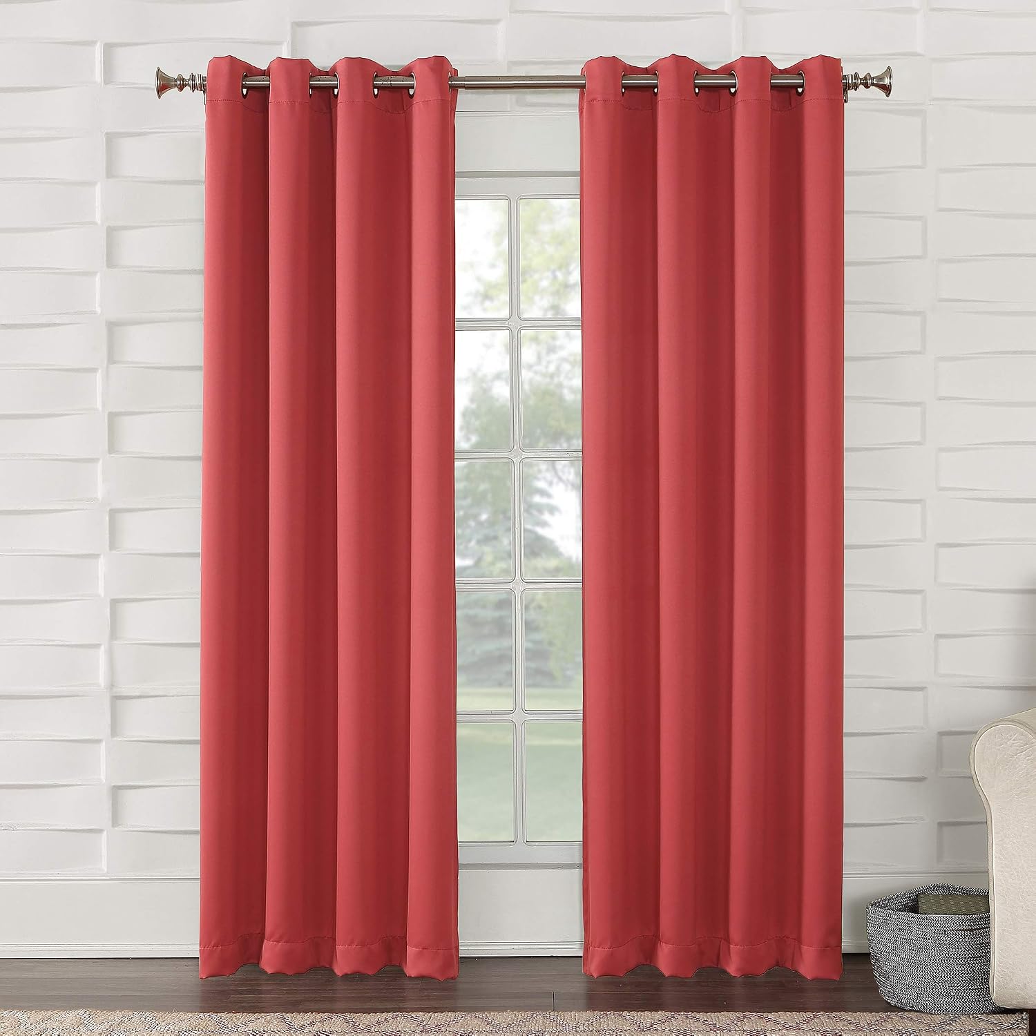Sun Zero 48679 Barrow Energy Efficient Grommet Curtain Panel, 54" x 63", Coral