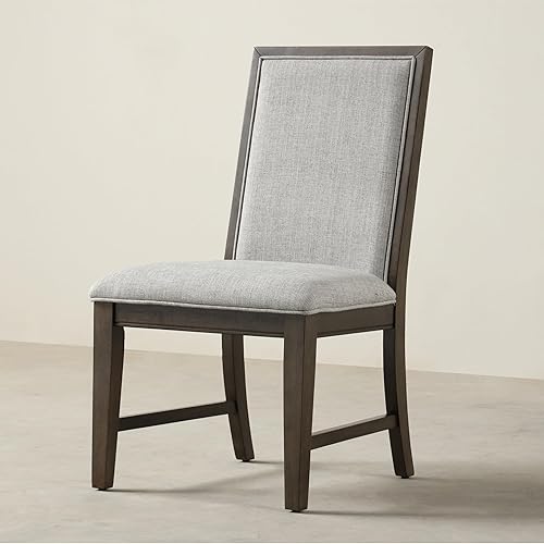 Miniatura 3 de Roundhill Furniture Aberll - Juego de 2 sillas de comedor tapizadas de madera maciza, color gris