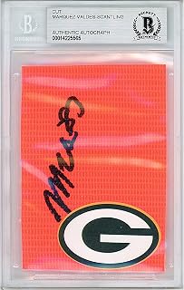 Marquez Valdes Scantling Signed Football End Zone Pylon Cut, Beckett Authentic Autograph Slab, Green Bay Packers Autographed Sports Memorabilia