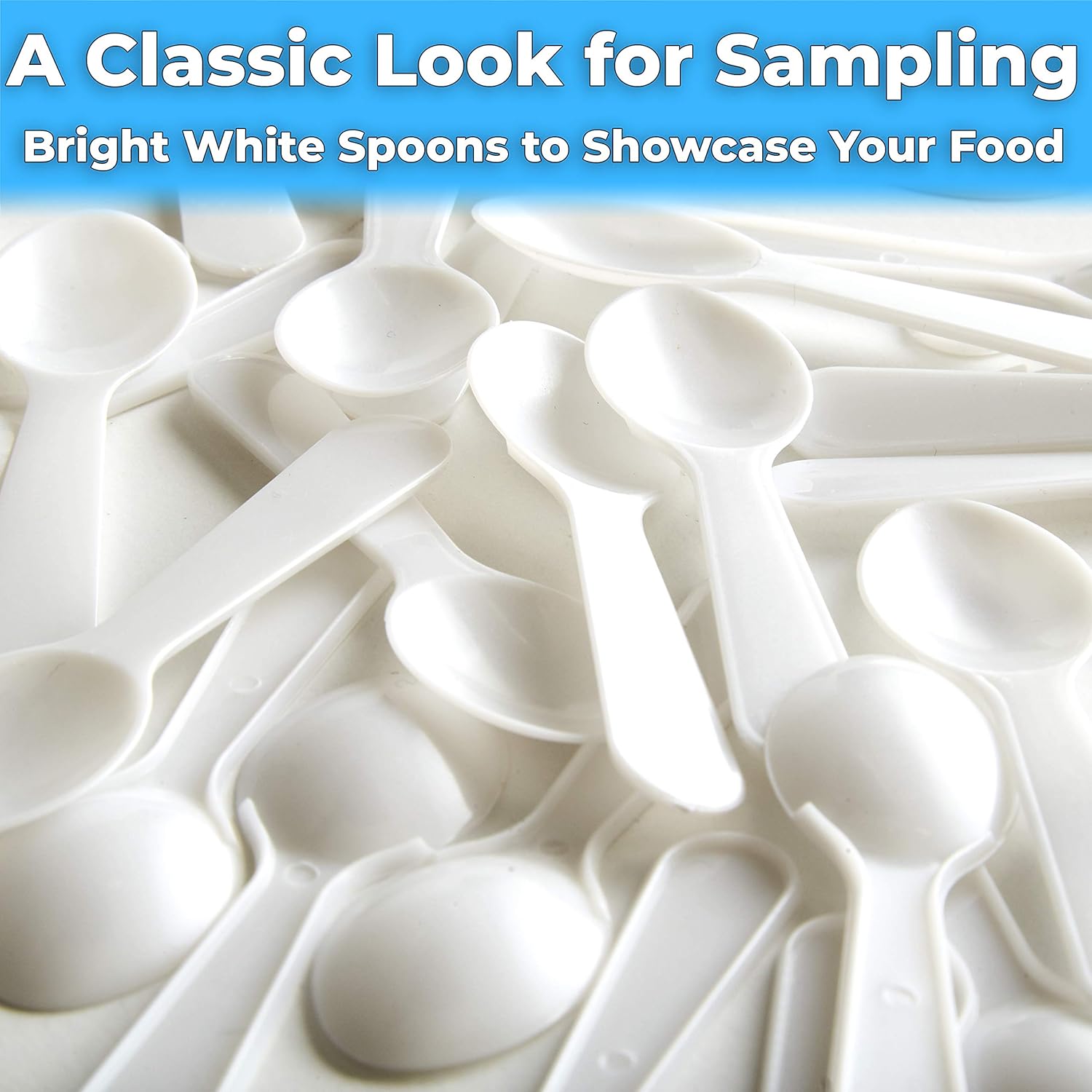 Extra Sturdy, BPA Free 1000ct Plastic Tasting Spoons. Disposable Mini Tasters for Sampling or Individual Portions of Ice Cream, and Appetizers. Great for Food Trucks, Parties and Events.